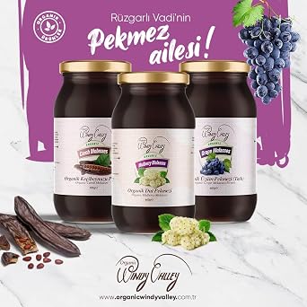 Organic Windy Valley Pekmez Seti (3 Parça) / ECOCERT Sertifikalı (460gr x 2 Adet)+(380gr x 1 Adet)