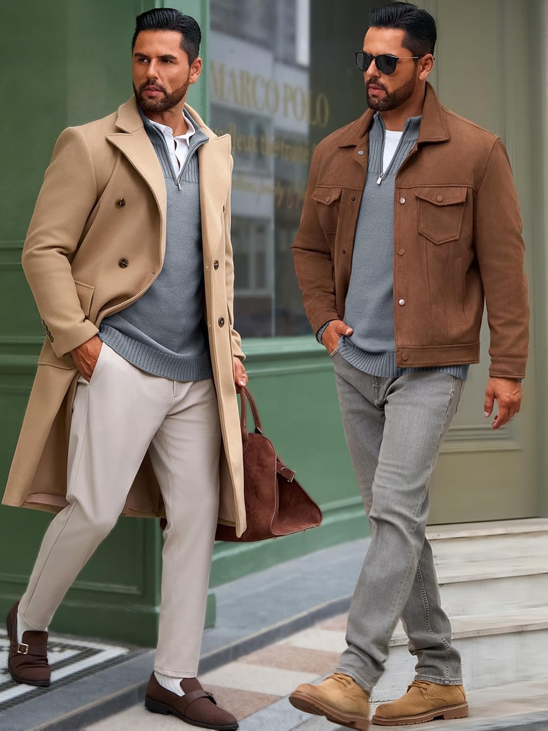 Runcati Mens Quarter Zip Sweater Long Sleeve Slim Fit Pullover Mock Neck Casual Ribbed Knit Polo Sweaters - Image 4