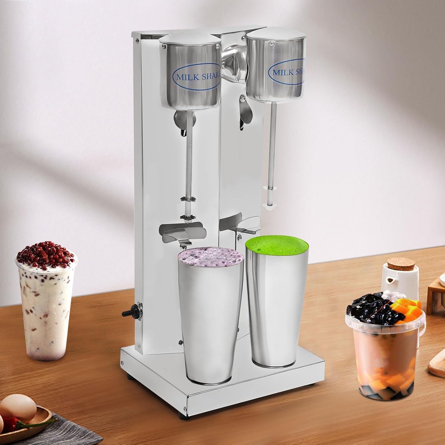 Double-head Commercial Milkshake Machine Drink Mixer Milk Shaker Maker Smoothie Blender 360W, for Home and Kitchen