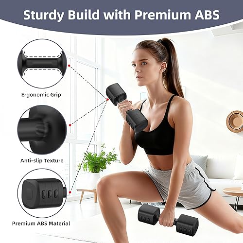 Miniatura 5 de Juego de mancuernas ajustables de 11 libras, juego de pesas de mano de 4 niveles para mujereshombres cada una de 2.23.34.45.5 libras, pesas para