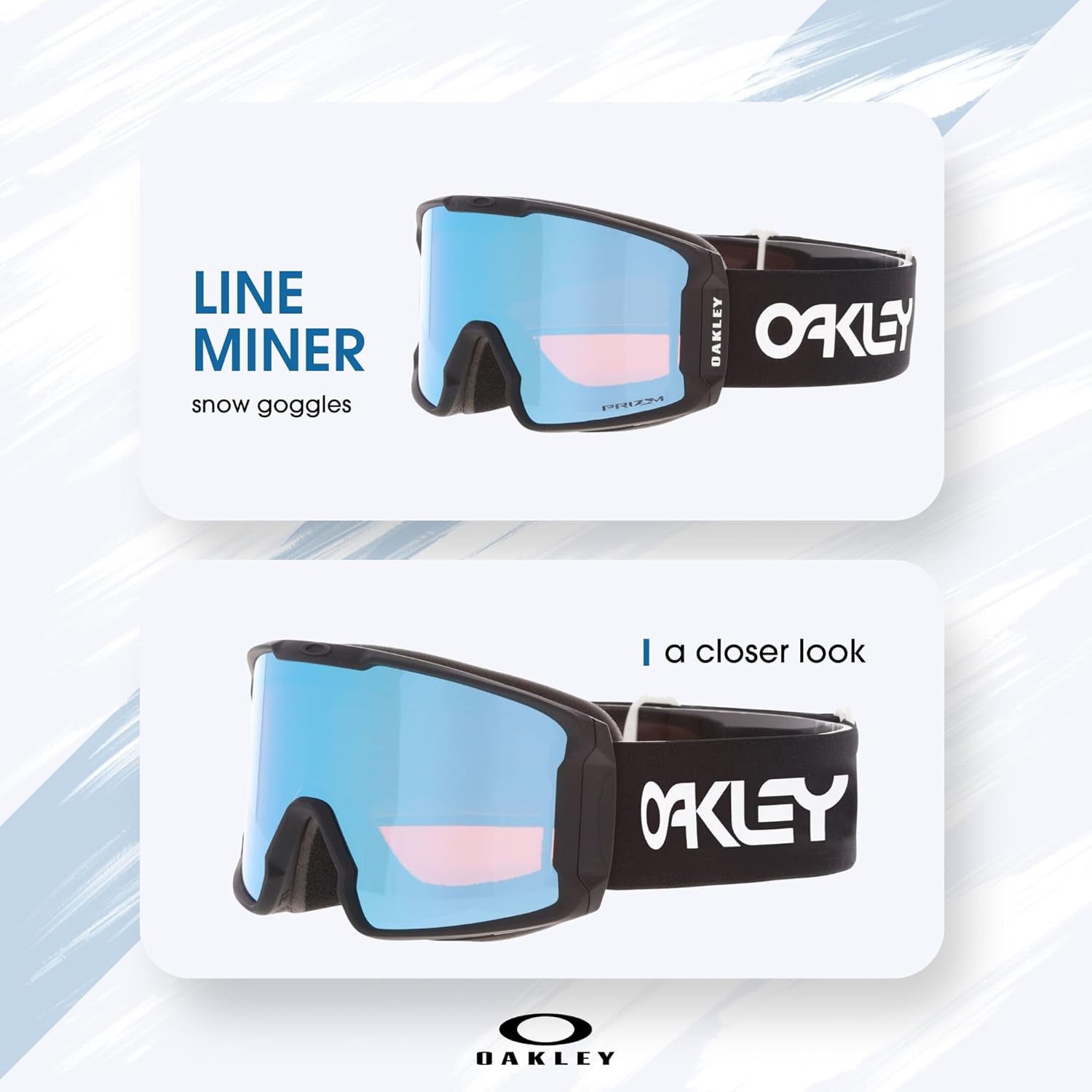 OAKLEY Line Miner LARGE/MEDIUM Ski Goggles For Men For Women OO7070, OO7093+ Bundle Accessory Leash Kit,Microfiber Pouch