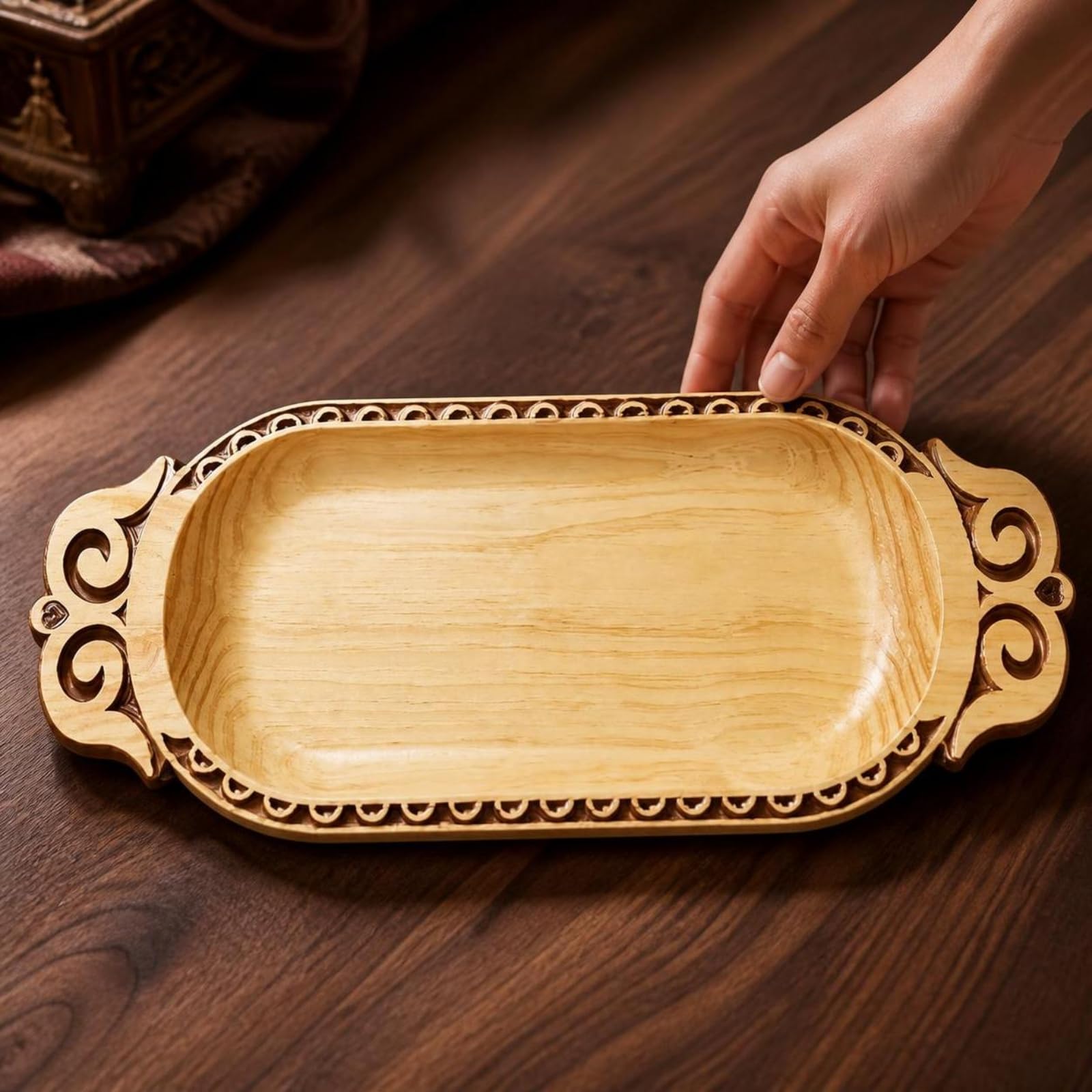 MagiDeal Vassoio Rettangolare in Legno Naturale Decorativo, Vassoio in Legno di Pino, per