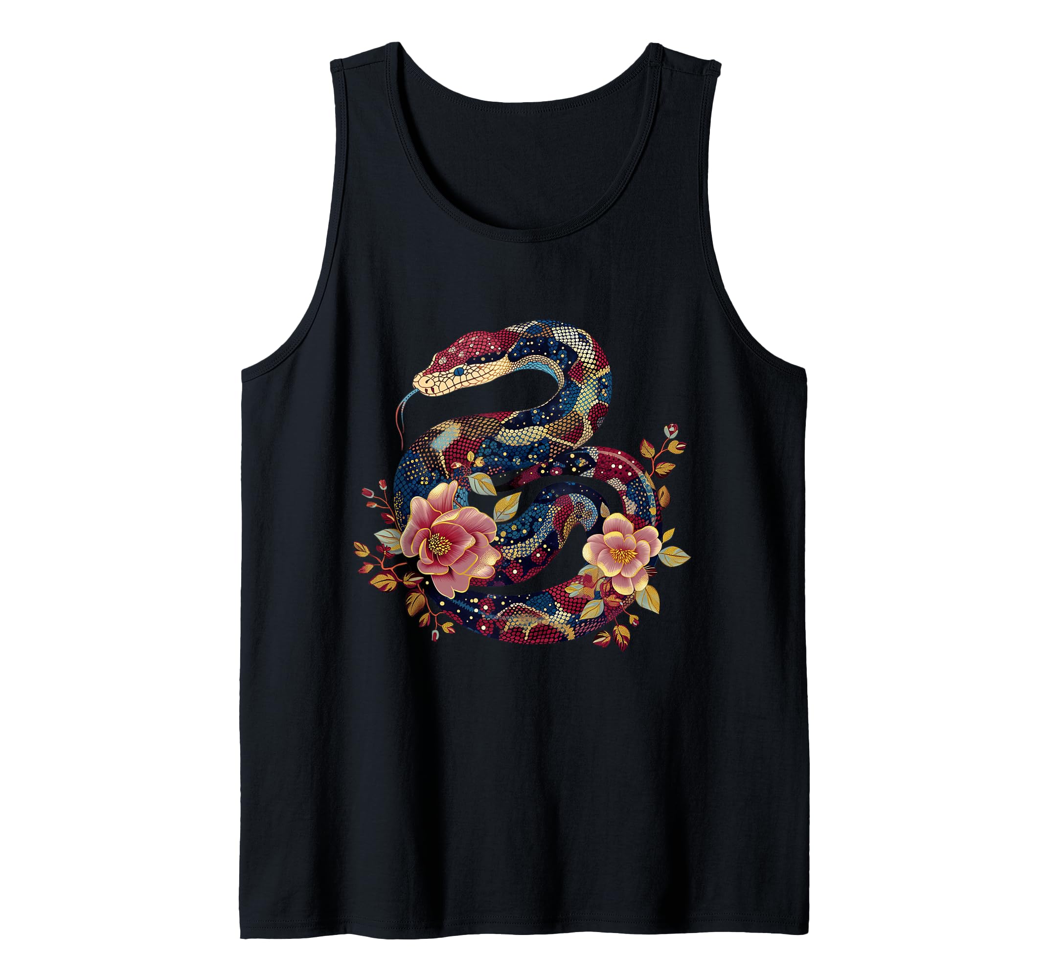 Python Snake Floral Ball Python Tattoo Flowers Snake Lover Tank Top