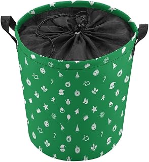 Cesta de lavandería plegable con asas para juguetes de Navidad, color verde, para dormitorio, baño