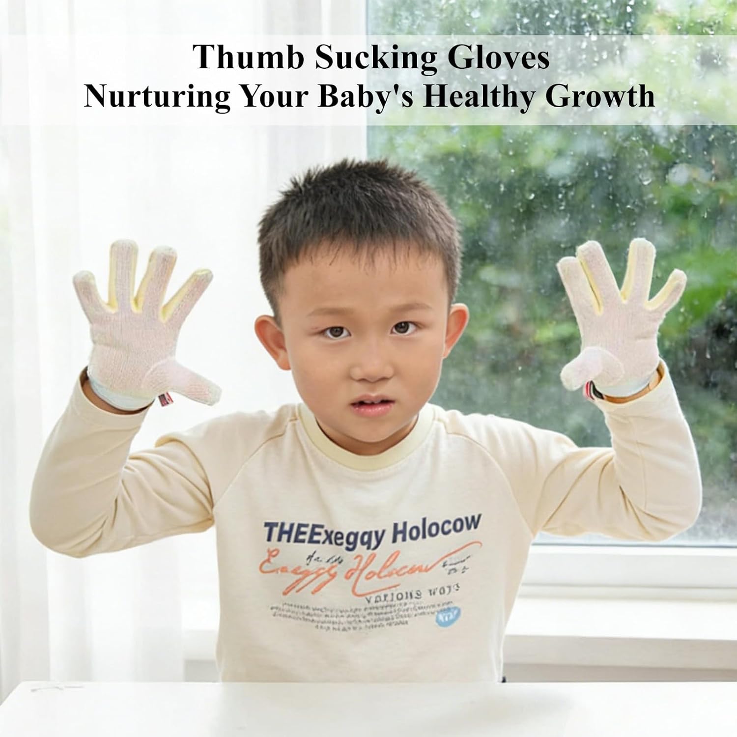 Thumb Sucking Guard Stop 5 Fingers Sucking Gloves for Baby Nail Biting Prevention Breathable Thumb Sucking Stopper Anti Finger Chewing Gloves for Kids (M)