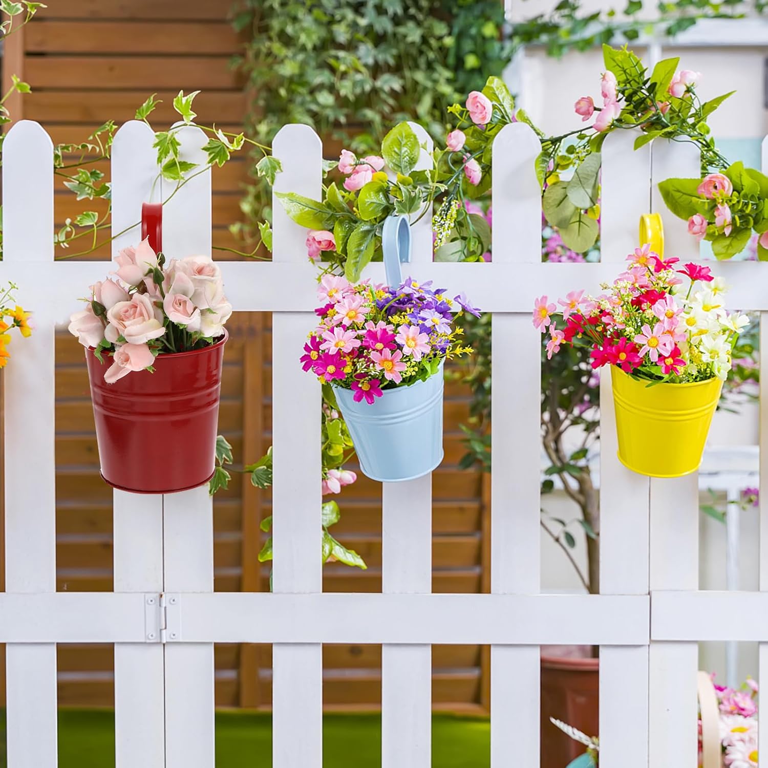 Hanging Planter Pot with Detachable Hook 7.22 Inch Outdoor Hanging Flower Pot for Balcony Railing Fence Garden Decoration