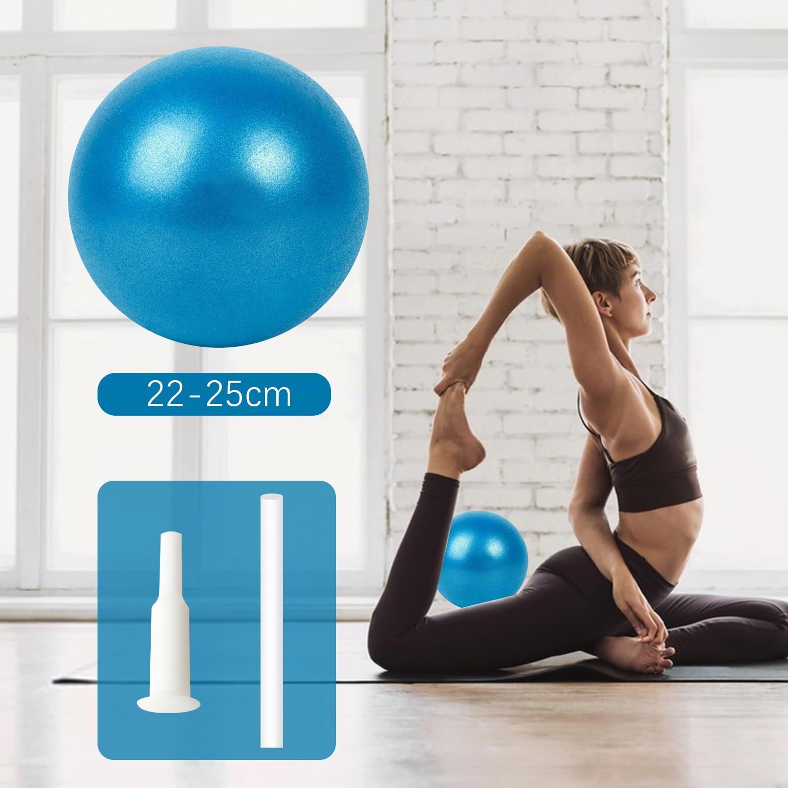 Pilates Ballon de Gymnastique, Yoga Ball, Ballon De Gymnastique Ballon Yoga, Souple Balles d'exercices Fitness, avec Paille Gonflable, pour 25cm Entraînement Abdominal et des Épaules,Équilibre,Sport