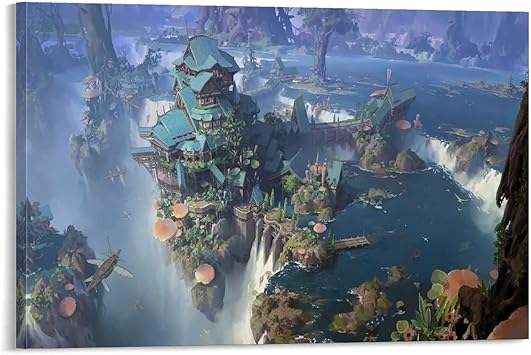 Amazon 崖の滝ファンタジー キャンバスポスター寝室の装飾スポーツ風景オフィスルームの装飾ギフト キャンバスポスター壁アートの装飾 リビングルームの寝室の装飾のための絵画の印刷 12x18inch 30x45cm ウォールステッカー オンライン通販