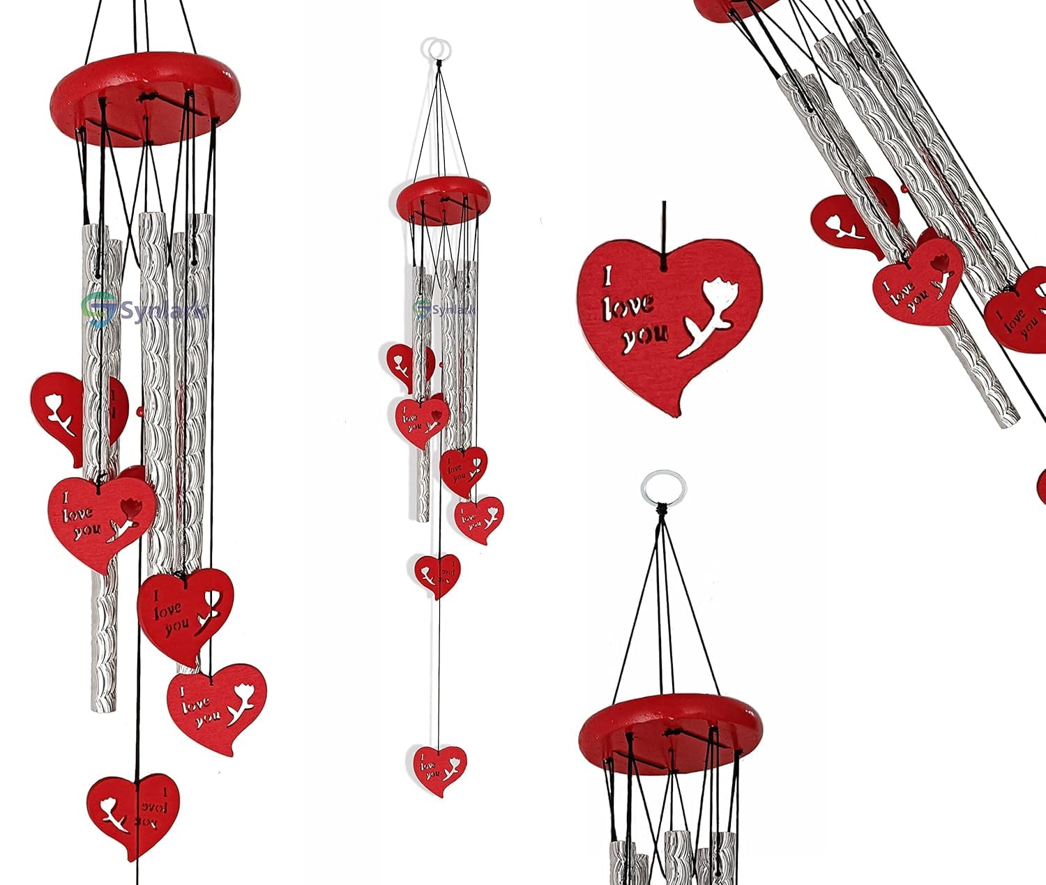 5 Pipe Wind Chimes Positive Energy for Home Balcony Bedroom with Good Sound (5 Pipe Heart ILY)-picture-10