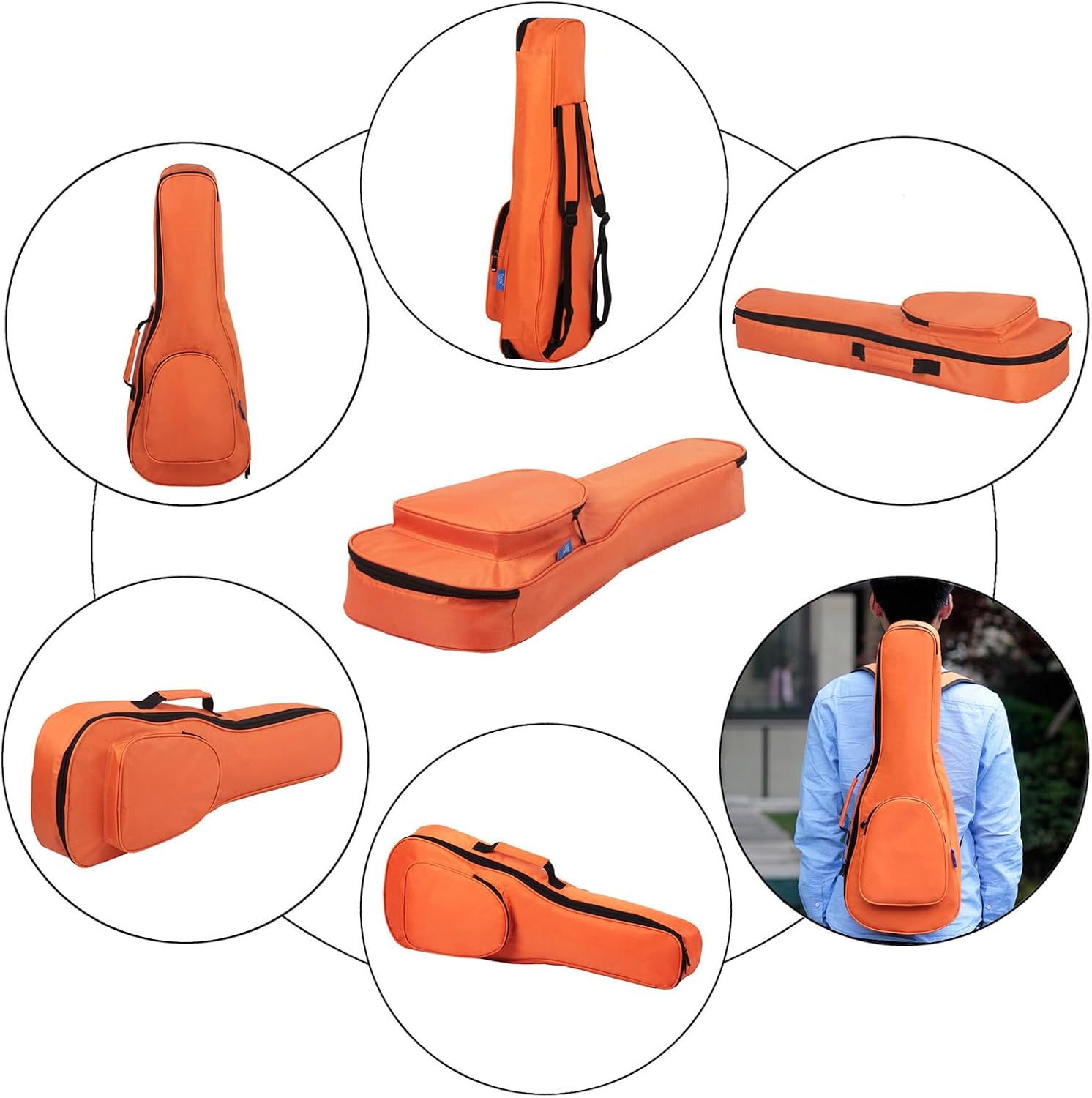 Ukulele Bag, Ukulele Case for 21 23 26 Inch Ukulele, Waterproof Soft Ukulele Cotton Padded Bag with Adjustable Straps, Ukulele Backpack Gig Bag with Large Capacity Pocket Ideal Gift for Ukulele Lover
