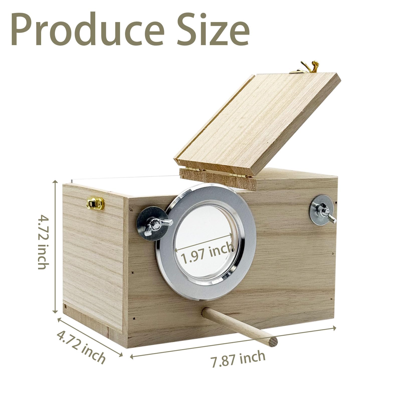 Caja nido para periquitos, caja de cría transparente de 7.87 x 4.72 x 4.72 pulgadas, caja de cría de nido de pájaros con perca, caja de apareamiento para loros, pajarera de madera para jaula