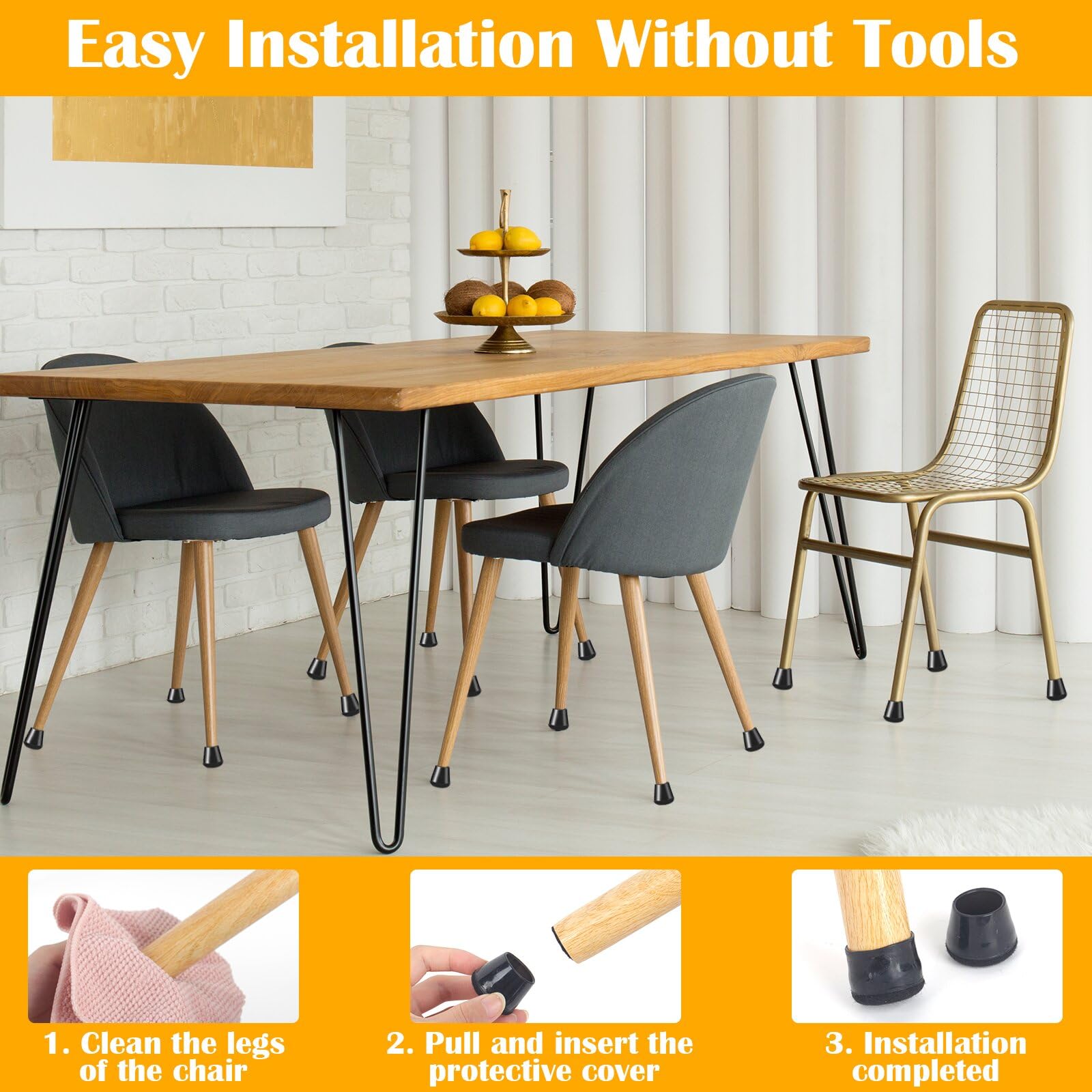 24 Gommini In Silicone Per Sedie - Feltrini Rotondi Antiscivolo Per Mobili