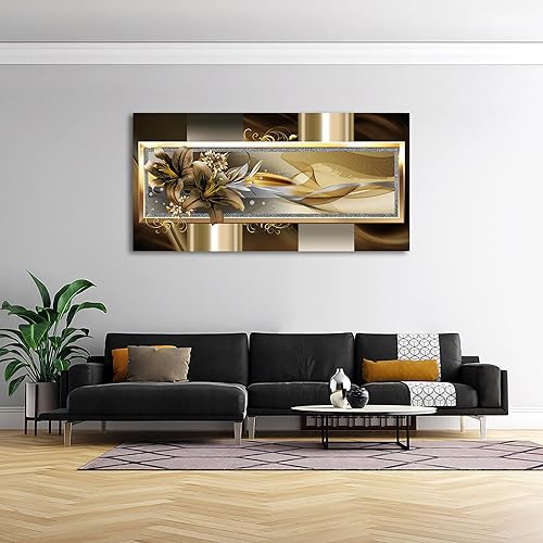 Miniatura 5 de Cao Gen Decor Art A63375 - Lienzo decorativo para pared, diseño de orquídeas amarillas, 1 panel, abstracto de lirio amarillo, pinturas florales