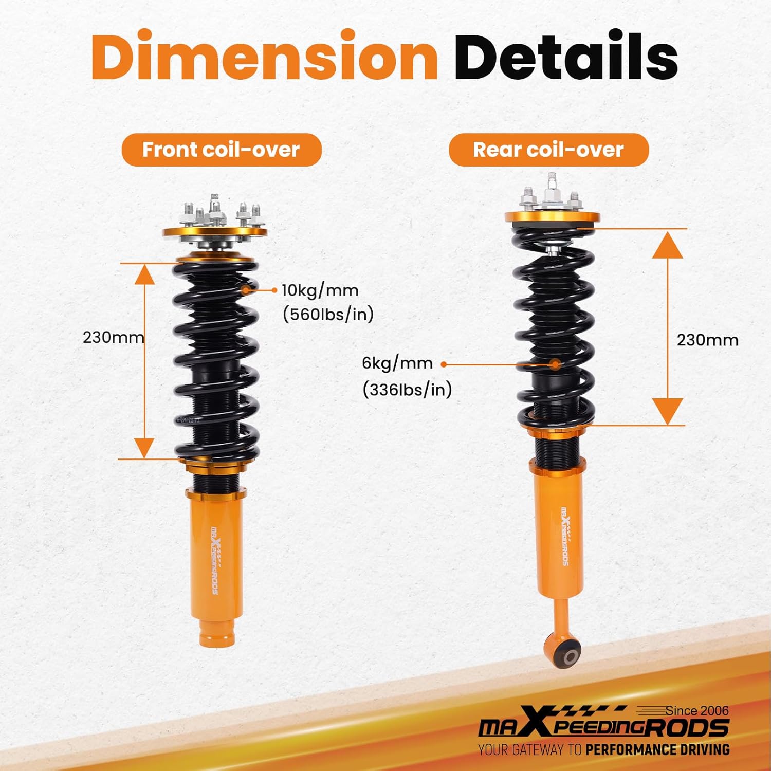 maXpeedingrods Coilovers for Honda Accord 2003-2008 CL7/CL9 Sedan, for Acura TSX 2004-2008, 24 Levels Damper Adjustable Coilovers Suspension Kit, Height Adjustable Lowering Kit Gold