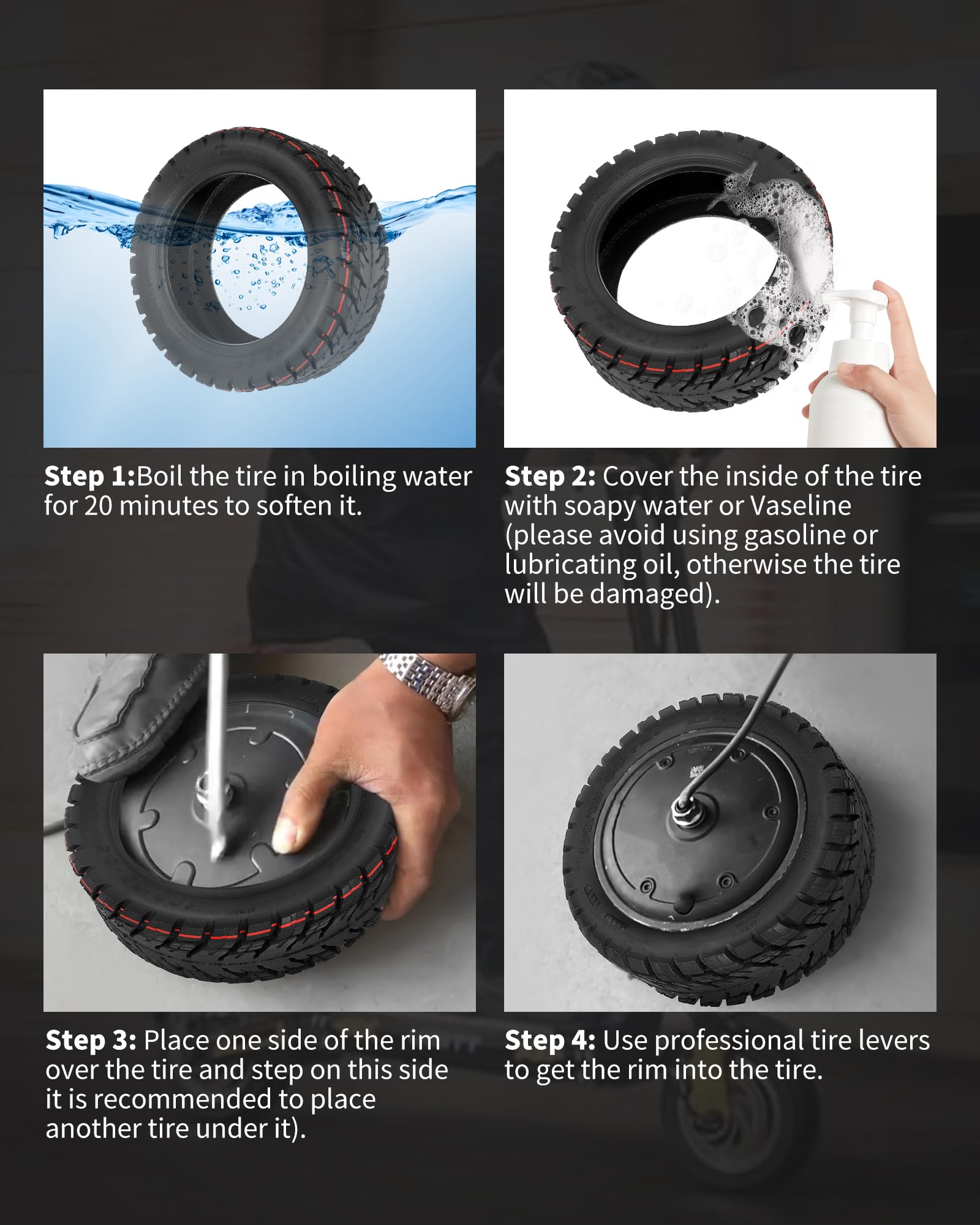 100 65-6 5 Off-Road Tubeless Tire for VSETT 11 Zero 11X Dualtron for 11 Inch Electric Scooter Accessories — view 6