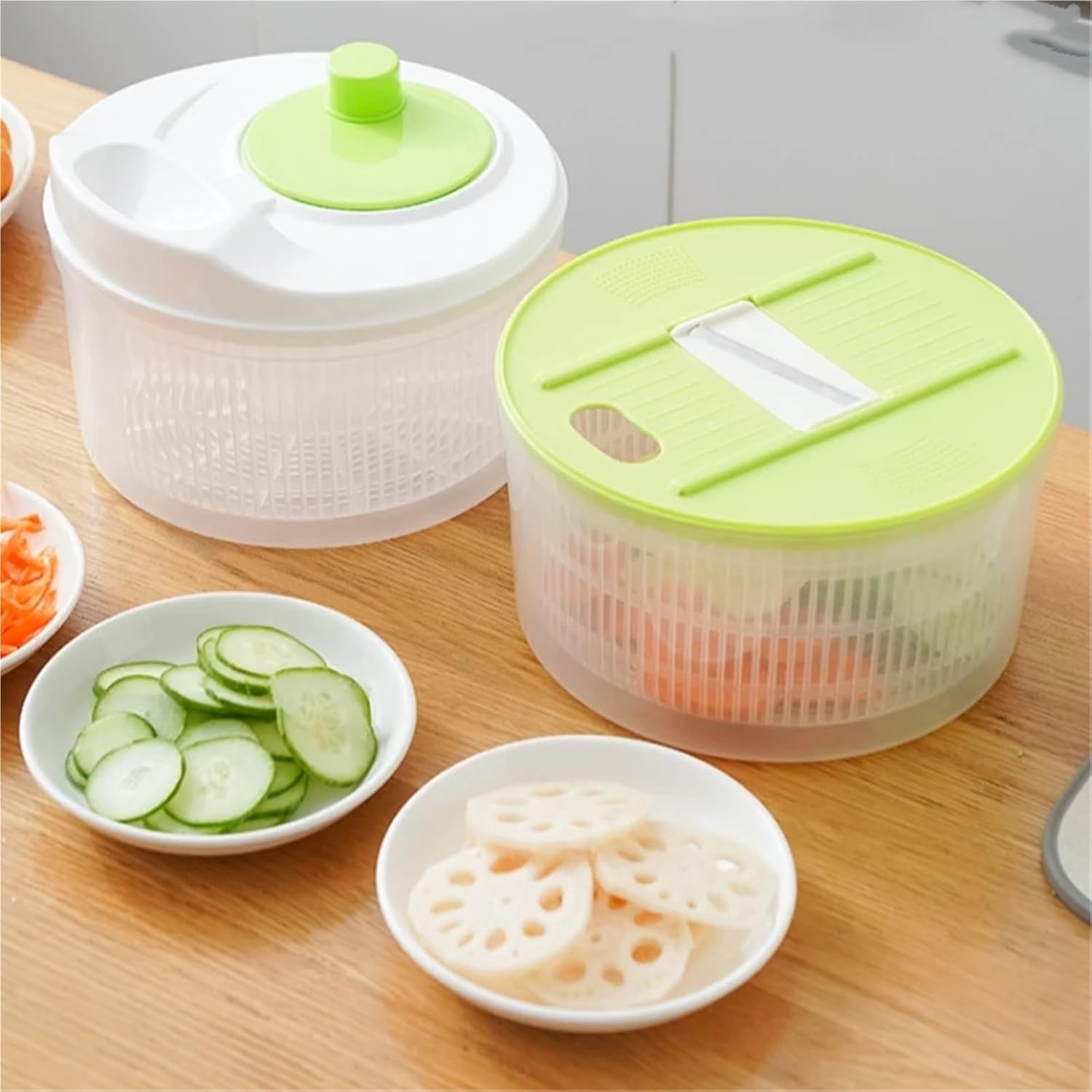 Salad Spinner for Leafy Vegetables, Lettuce Washer & Dryer, Kitchen Greens Drainer Strainer Crisper Tool