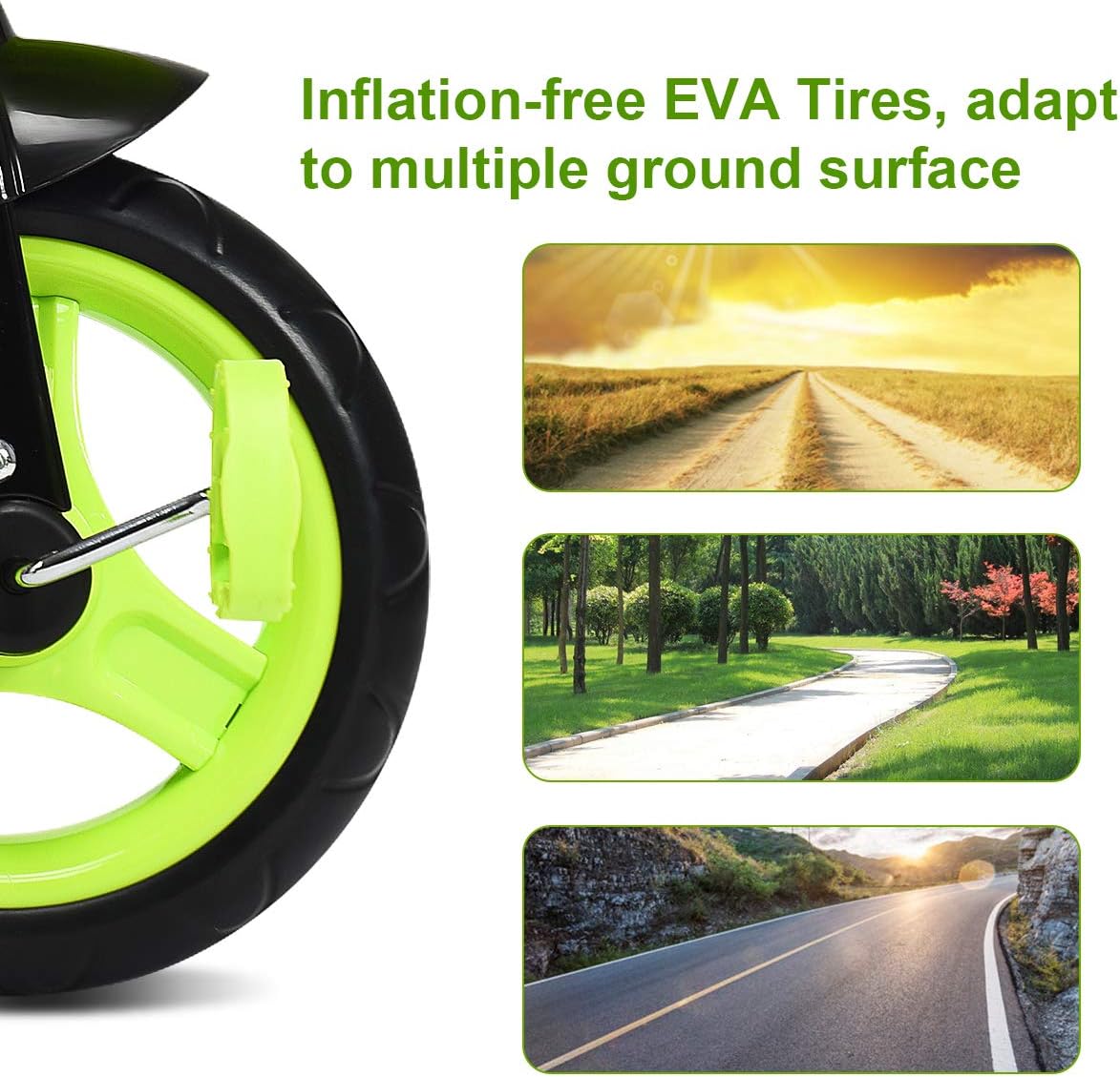 INFANS Kids Tricycle Rider with Adjustable Seat, Storage Basket, Premium Quiet Wheels, Non-Slip Handle (Green) : Sports & Outdoors