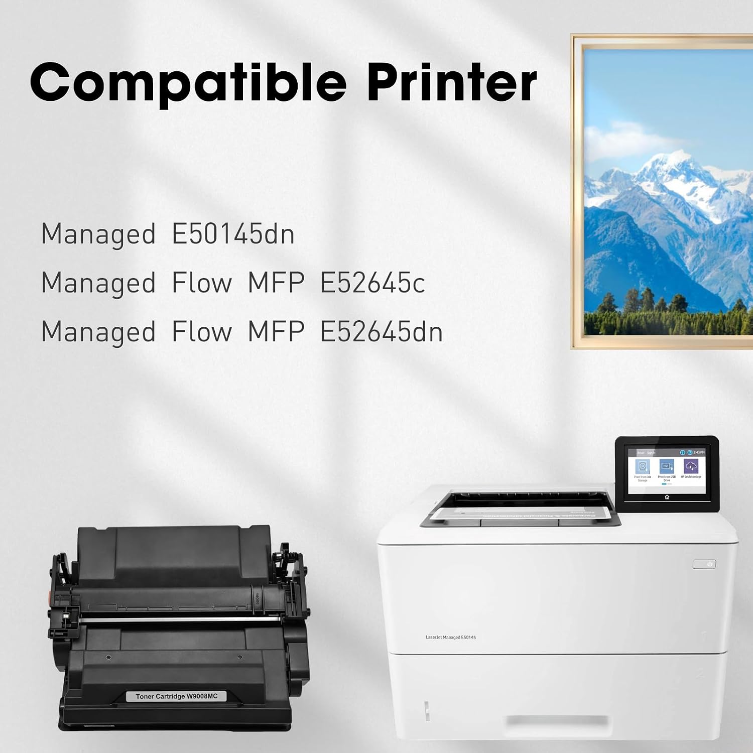 W9008MC Toner Cartridge Compatible with HP W9008MC W9008 Black Toner Cartridge Replacement for HP Managed E50145dn Flow MFP E52645c MFP E52645dn Priner (1 Black, 23,000 Pages)