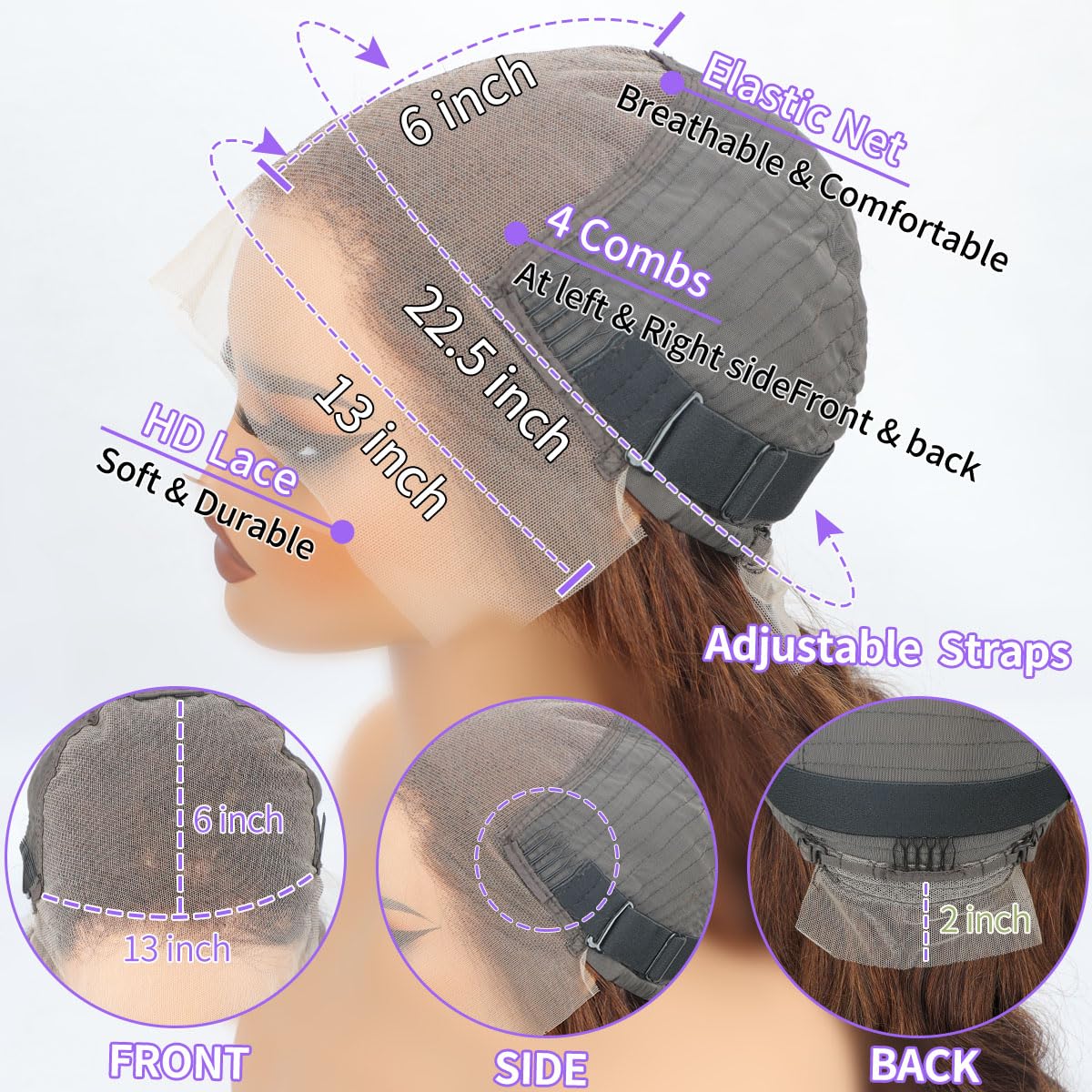 Chocolate Brown Lace Front Wigs Human Hair Brown Human Hair Wig 13x6 HD Frontal Colored Wigs Human Hair Wear And Go Glueless Wig Body Wave Real Hair Wigs For Women Human Hair 180 Density 24 Inch - Image 3