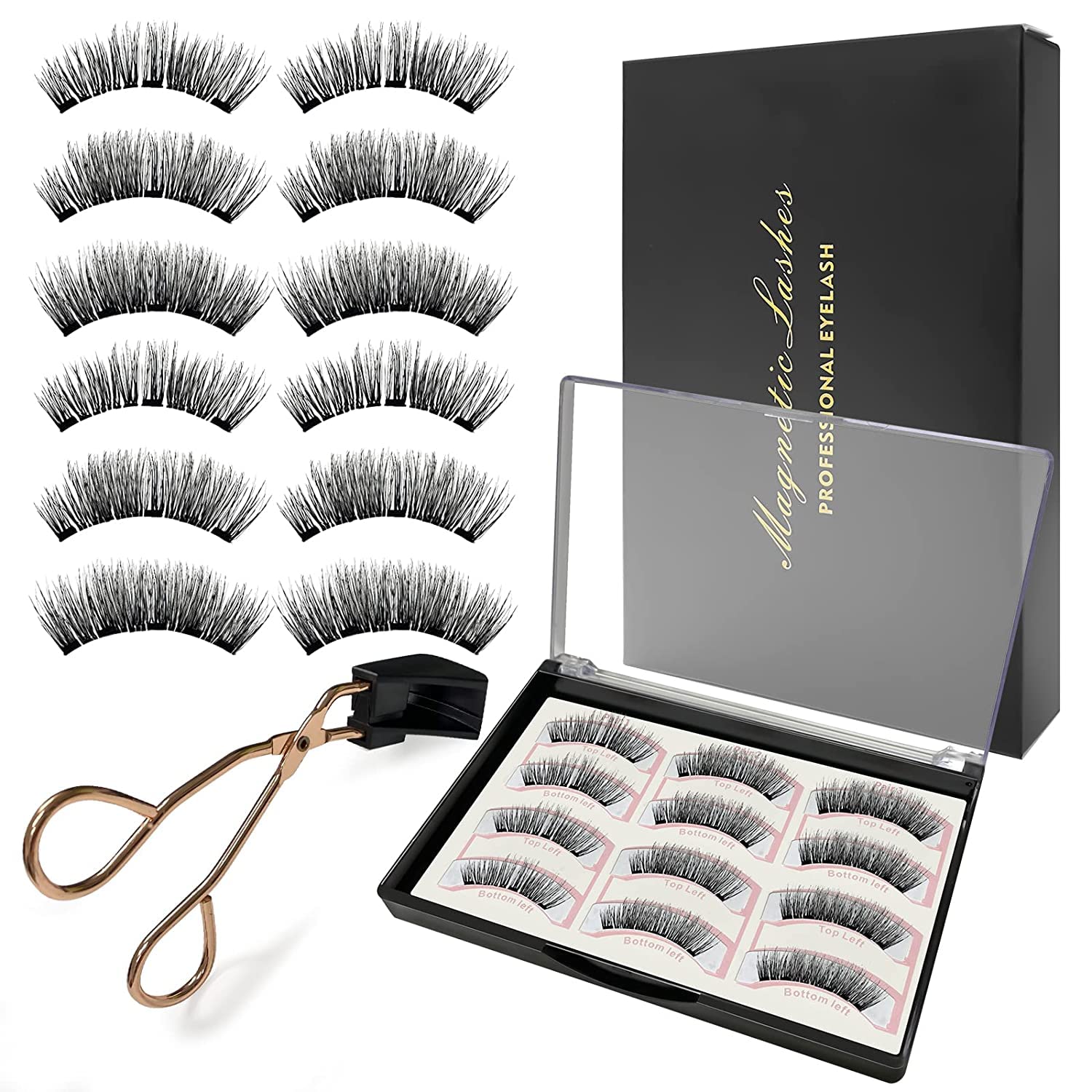 Magnetic Eyelashes without Eyeliner, 3 Pairs Dual Magnetic Eyelashes with Applicator Natural Look Reusable 3D Magnetic Lashes No Glue No Liner
