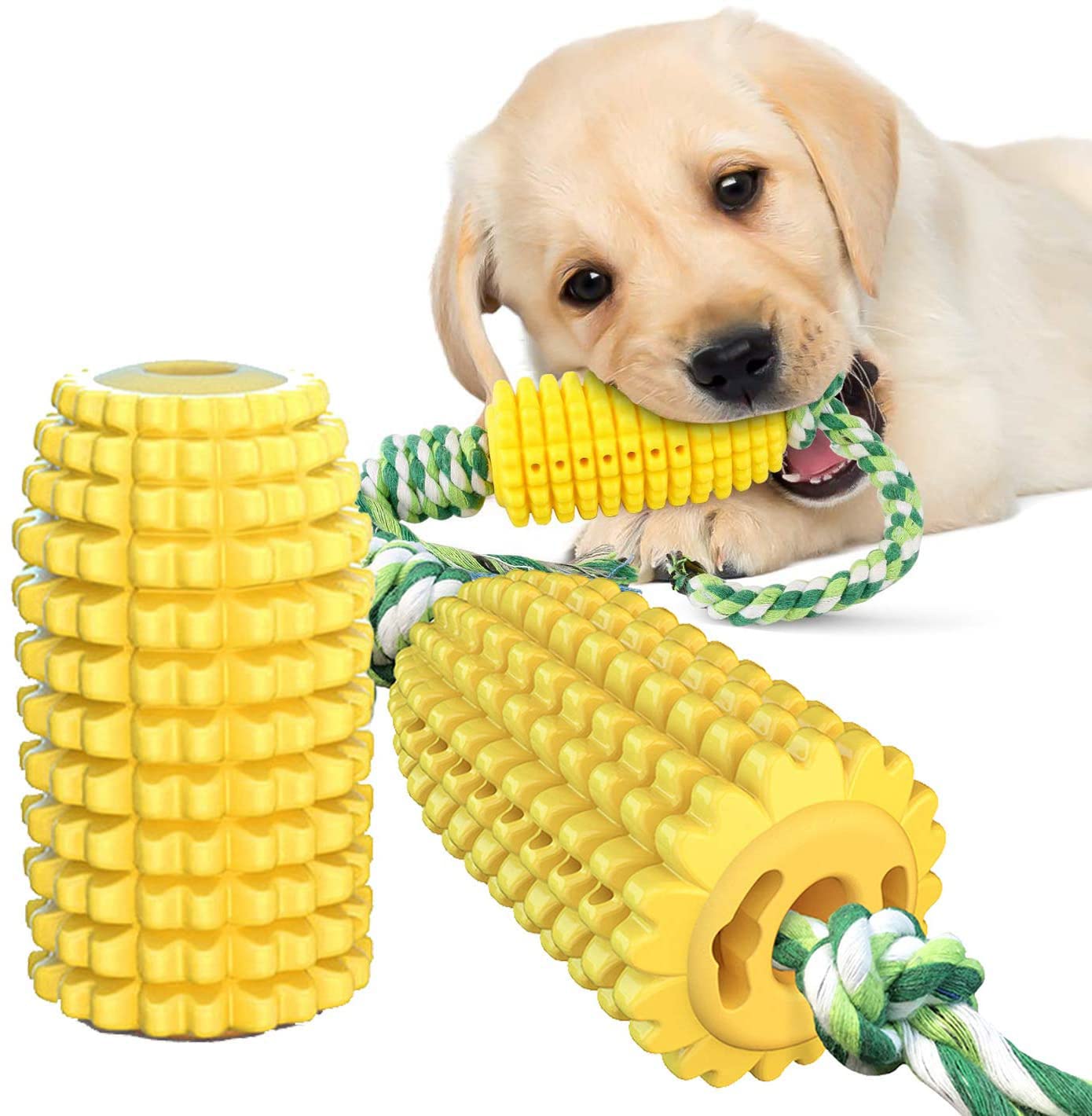 ANTOLECorn Dog Chew Chase Toys for Aggressive Chewer, Pet Toothbrush Molar Fetch Stick, Indestructible Interactive Treat Toys for Large Medium Small Dogs, Chase and Fetch