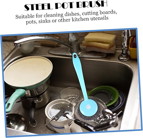 Miniatura 9 de OSALADI 2 juegos de esponjas de limpieza de cepillo de bola de acero inoxidable para ollas y sartenes, limpiador de platos de malla para ollas,
