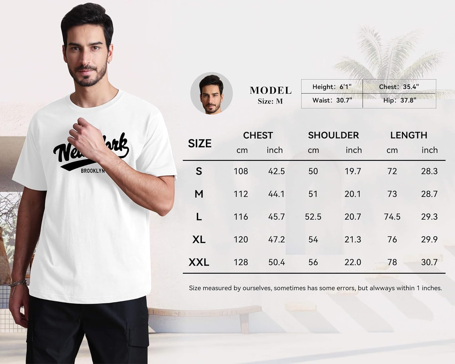 Men's Graphic Tees New York Art Fonts Letter Print Crewneck Casual Regular Short Sleeve T-Shirt for Men - Image 7