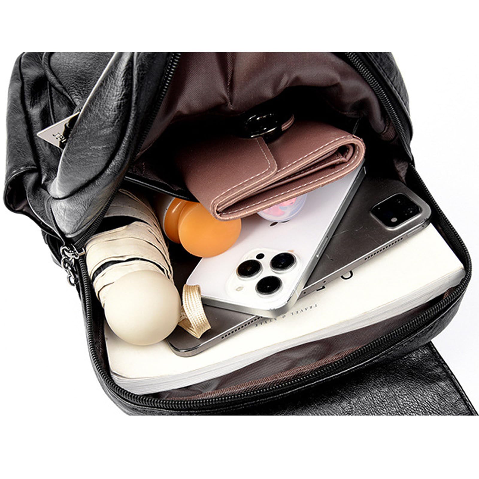 BUKESIYI Mujer Bolsos Mochila Niña Vestir Antirobo Pequeña Casual PU Cuero Piel Bandolera Portatil ES78579 Piszkosfehér