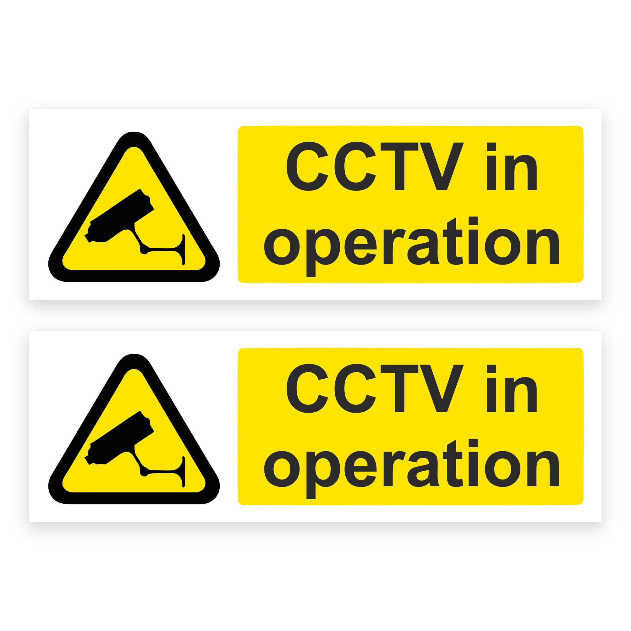 Large-Sized Twin Pack / 100x300mm Each (2-Pack) / CCTV Warning Self-Adhesive Signage/Vinyl Decals Removable & Wipeable/Indoor or Outdoor Stickers/Gloss Finish /