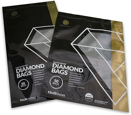 Miniatura 2 de Bolsas de diamante - Bolsas de sellado al vacío 5mil - 50 bolsas (11x24, NegroTransparente)