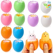 JOYIN 12pcs Easter Eggs Squishy Toy Bunny Chicks, Cute Rabbits,Chicks Hide in Broken Eggs, Squishy Toy Stress Relief Toys for Easter Basket Fillers,Basket Stuffer Filler, Classroom Prize