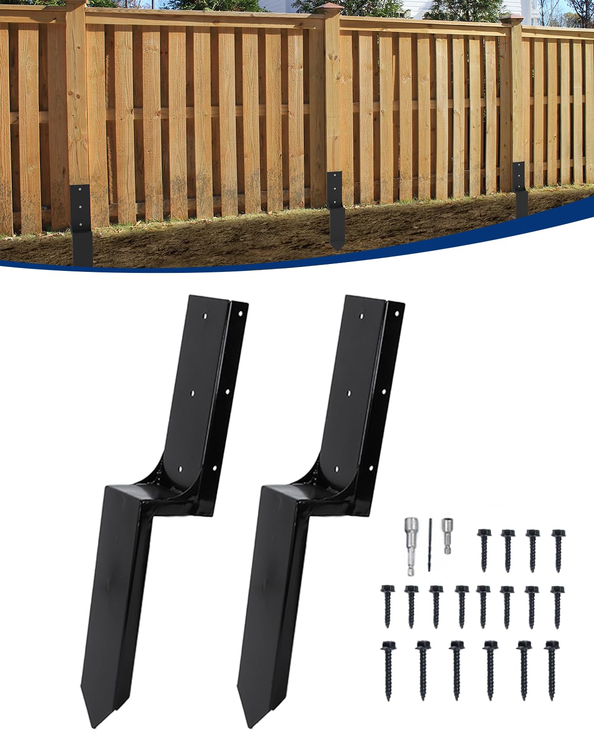 vikofan 4x4 Fence Post Repair Kit -Actual 3.5x3.5" Strong Steel Anchor Ground Spike for Easy Fence, Mailbox, and Deck Post Repair