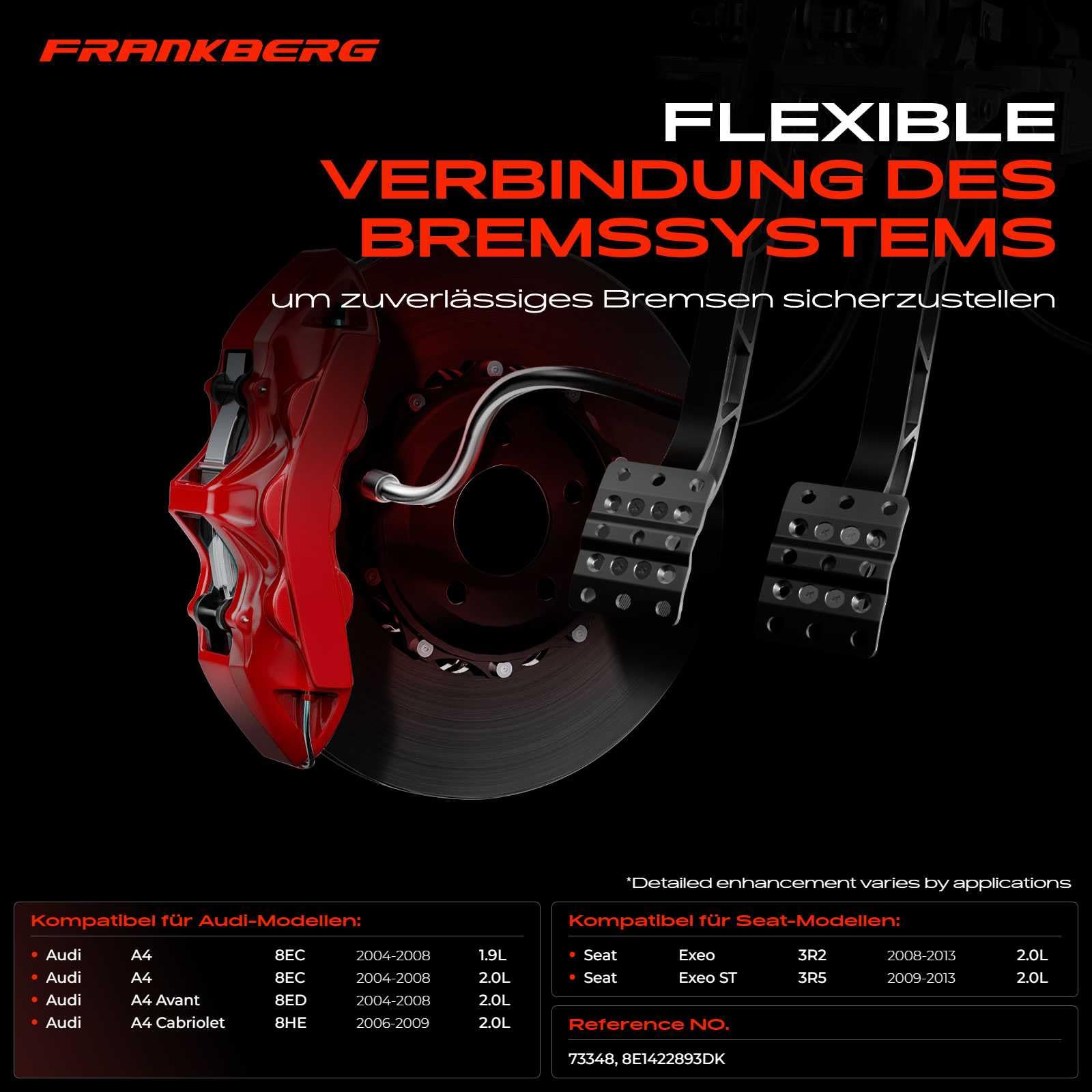 Frankberg Servolenkung Schlauch von Hydraulikpumpe nach Lenkgetriebe Kompatibel mit A4 8EC B7 A4 Avant 8ED B7 A4 Cabriolet 8HE Exeo 3R2 Exeo ST 3R5 Replace# 8E1422893DK