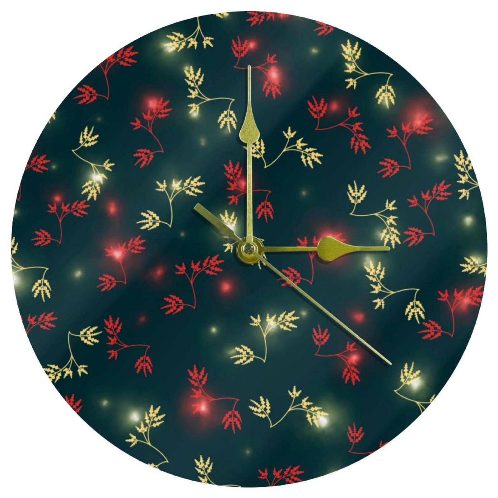 Horloge murale en acrylique avec plantes tropicales cadran haut de gamme 24 cm pour salon