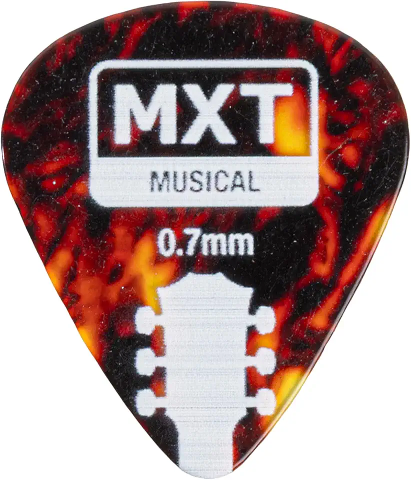 MXT Kit 10 Palhetas Peroladas, 0,70mm, Marrom, para Guitarra e Violão, Flexíveis e Resistentes