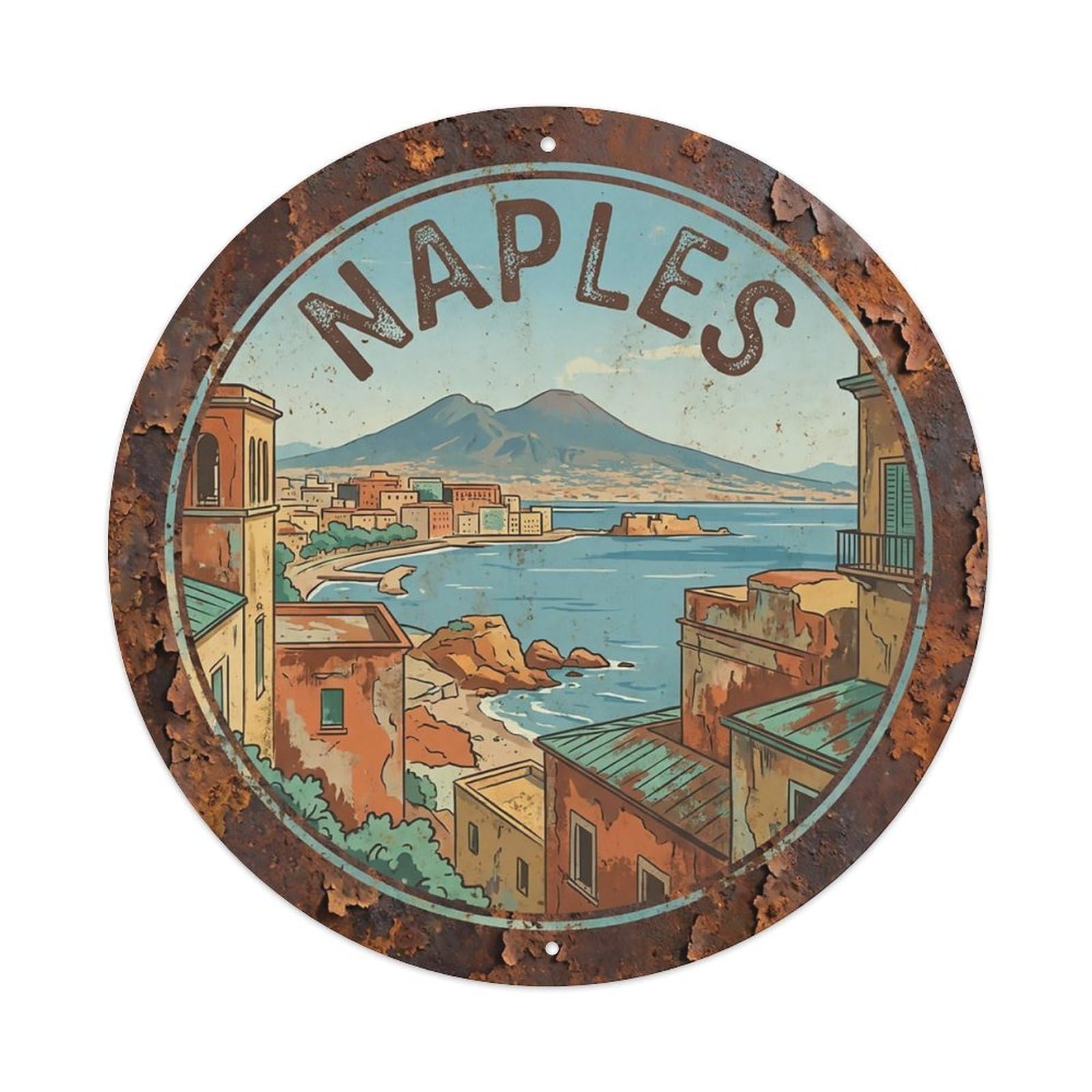 Travel Vintage Italy Naples Metal Tin Sign