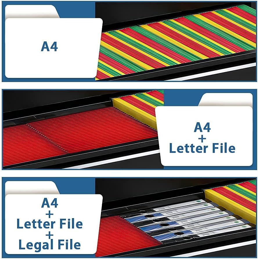 Black File Cabinet with Lock, 2 Drawers Steel Lateral Filing Cabinet Lockable 36’’ for Office, Metal Horizontal File Cabinets with Hanging Rod for Legal and Letter Size, Heavy Duty（White） : Office Products