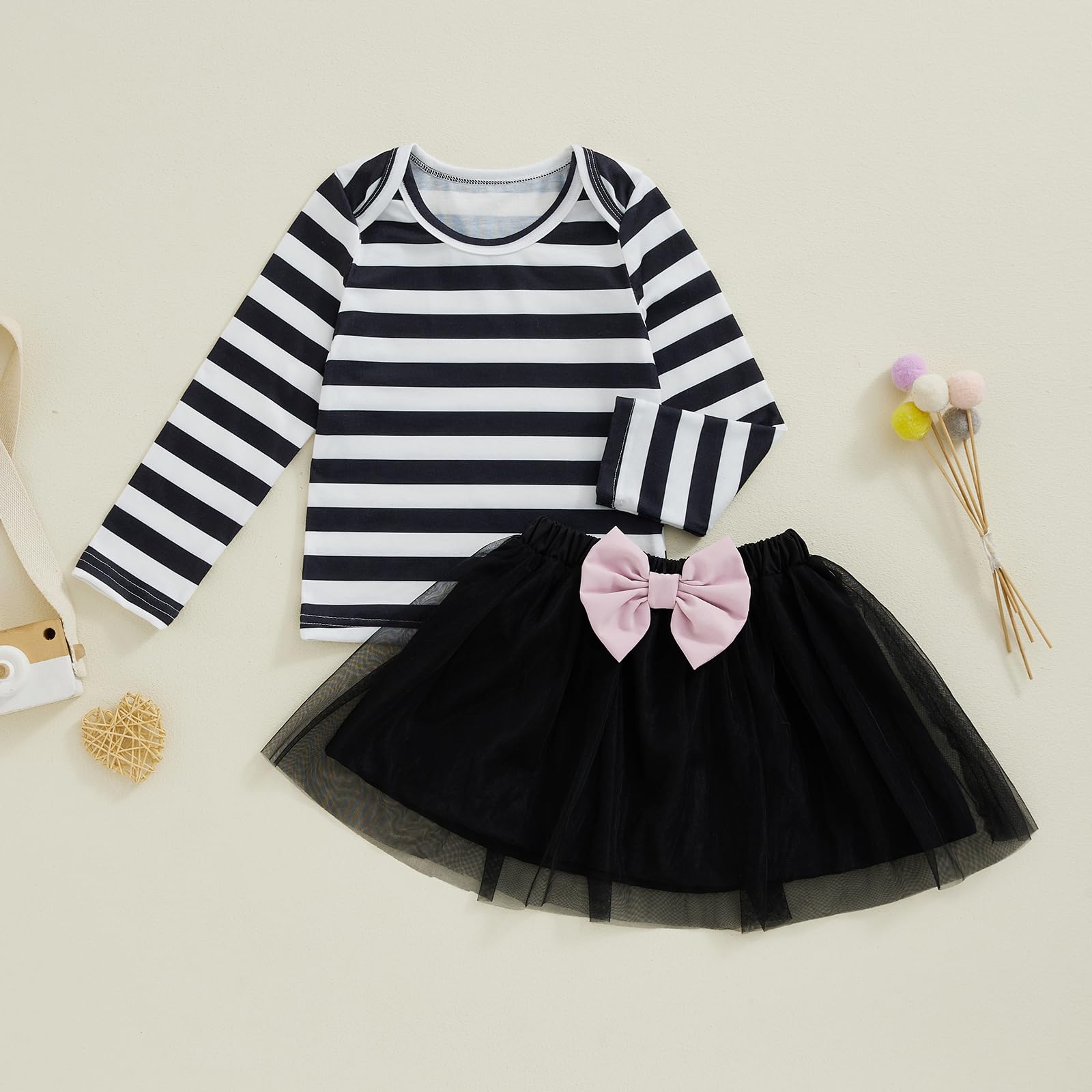 Toddler Girls Halloween Outfits Long Sleeve Pumpkin Sweatshirt Tulle Skirt Dress Kids Girls Christmas Clothes (Black, 2-3T)