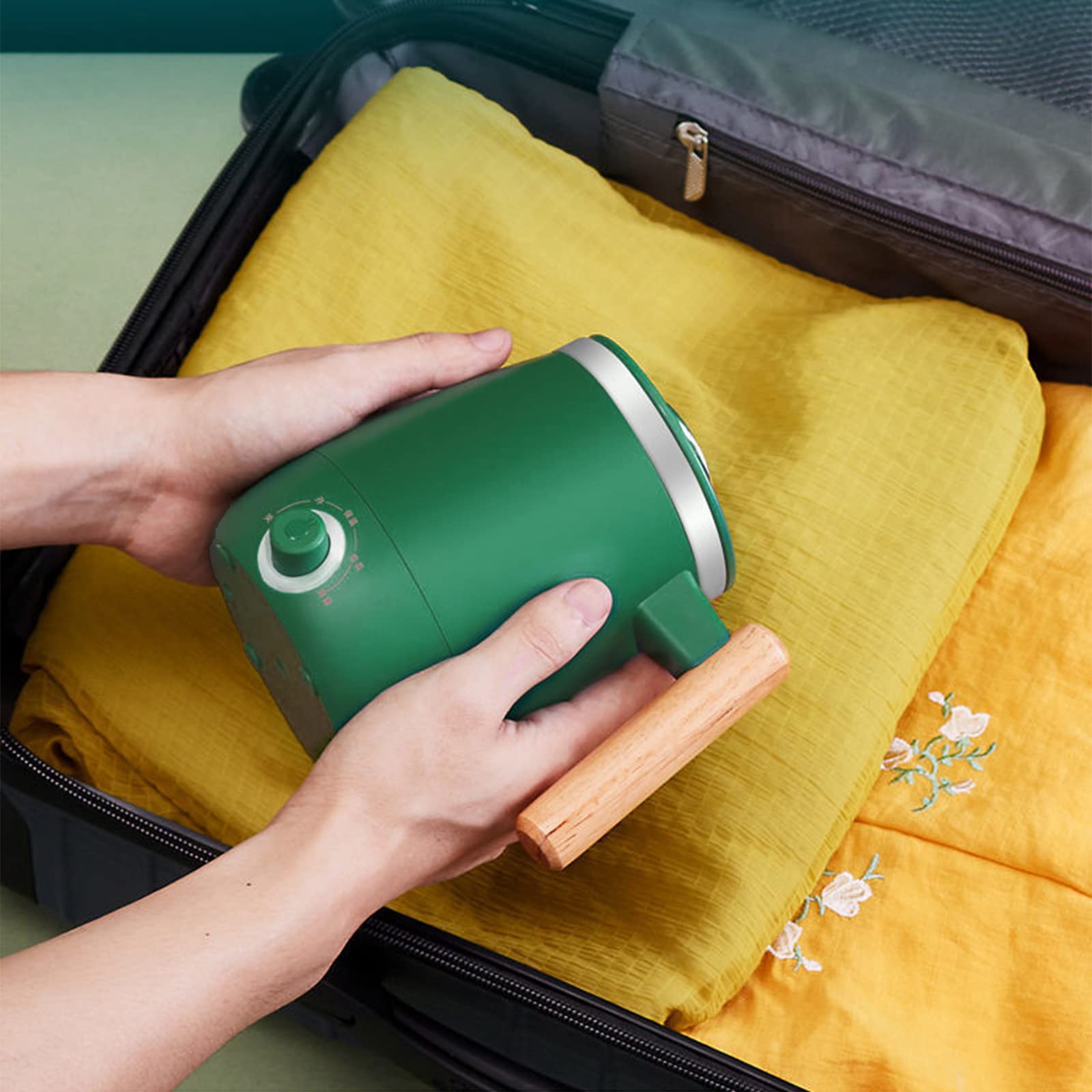 Bouilloire à Eau Chaude de Voyage, Mini Bouilloire Portable, Chargement USB, ébullition Rapide, idéale pour la randonnée, Le Camping et l'intérieur, Chauffage à ébullition Rapide, 0,4 L/Vert