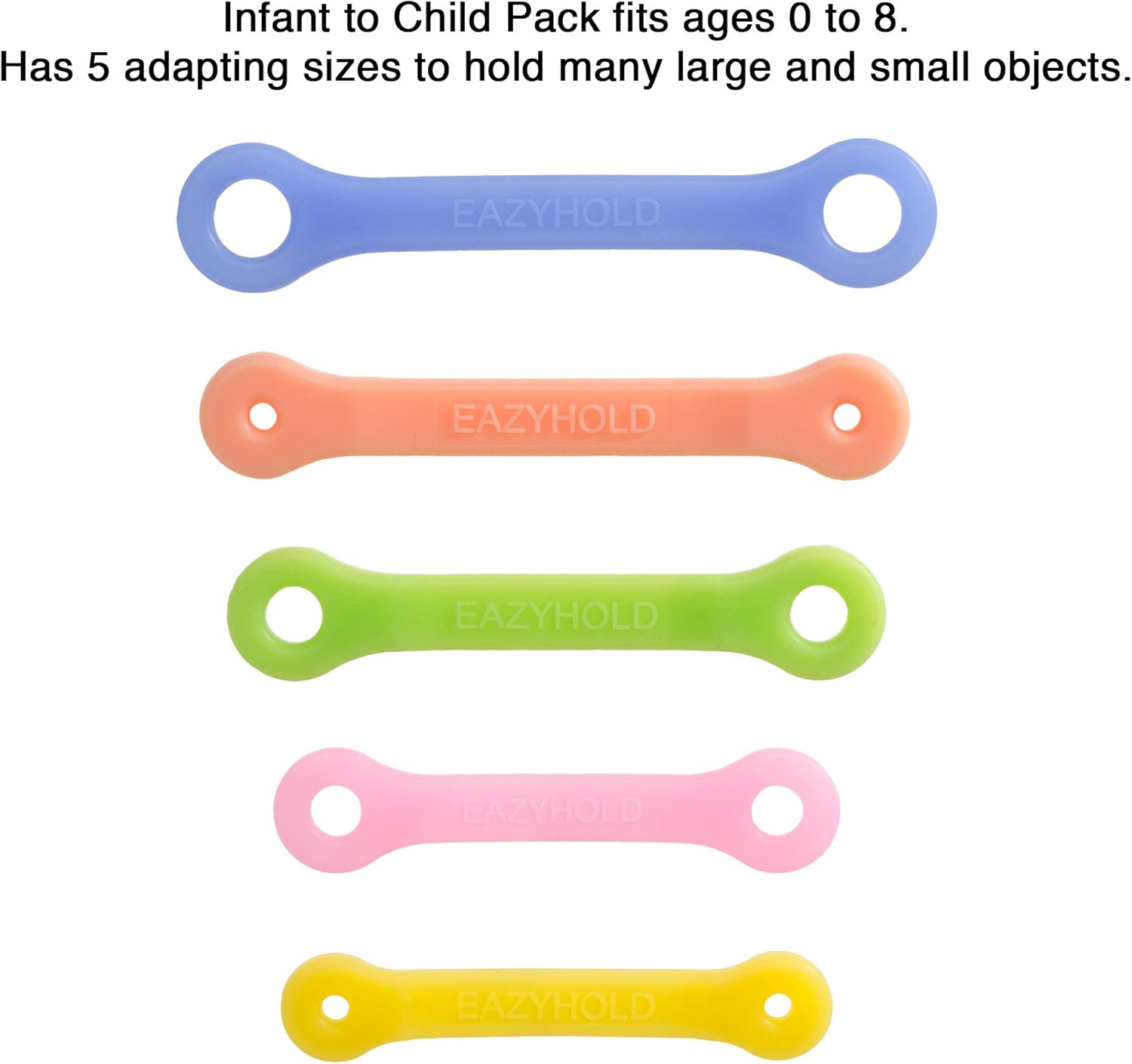 EazyHold Silicone Adaptive Aid Universal Cuff for Limited Hand Mobility, Cerebral Palsy, Stroke, Pediatric Therapy, Eating Utensil Holder, Self Feeding Silverware (Infant to Child - 5 Pack)