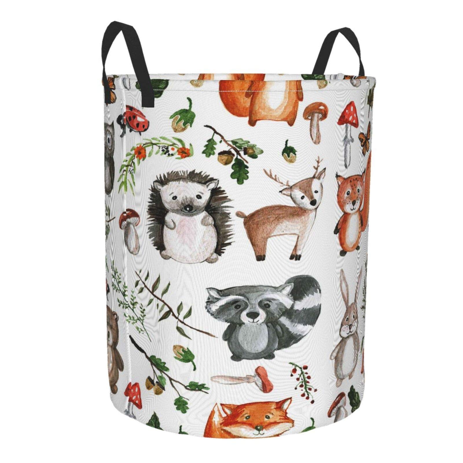 Foruidea Woodland Animals Laundry Basket,Laundry Hamper,Collapsible Storage Bin, Oxford Fabric Clothes Baskets,Nursery Hamper For Home,Office,Dorm,Gift Basket