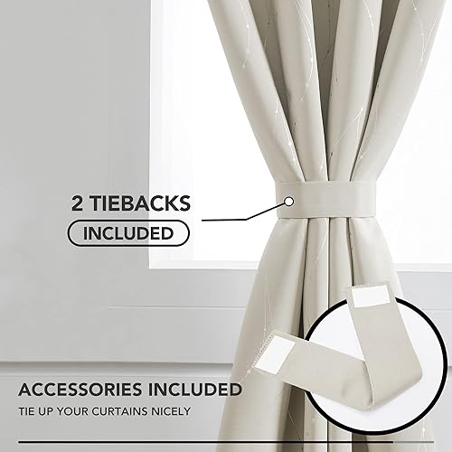 Miniatura 4 de Deconovo Cortinas blackout para sala de estar, 84 pulgadas de largo, para oscurecer la habitación, con estampado de líneas onduladas y puntos (42 x