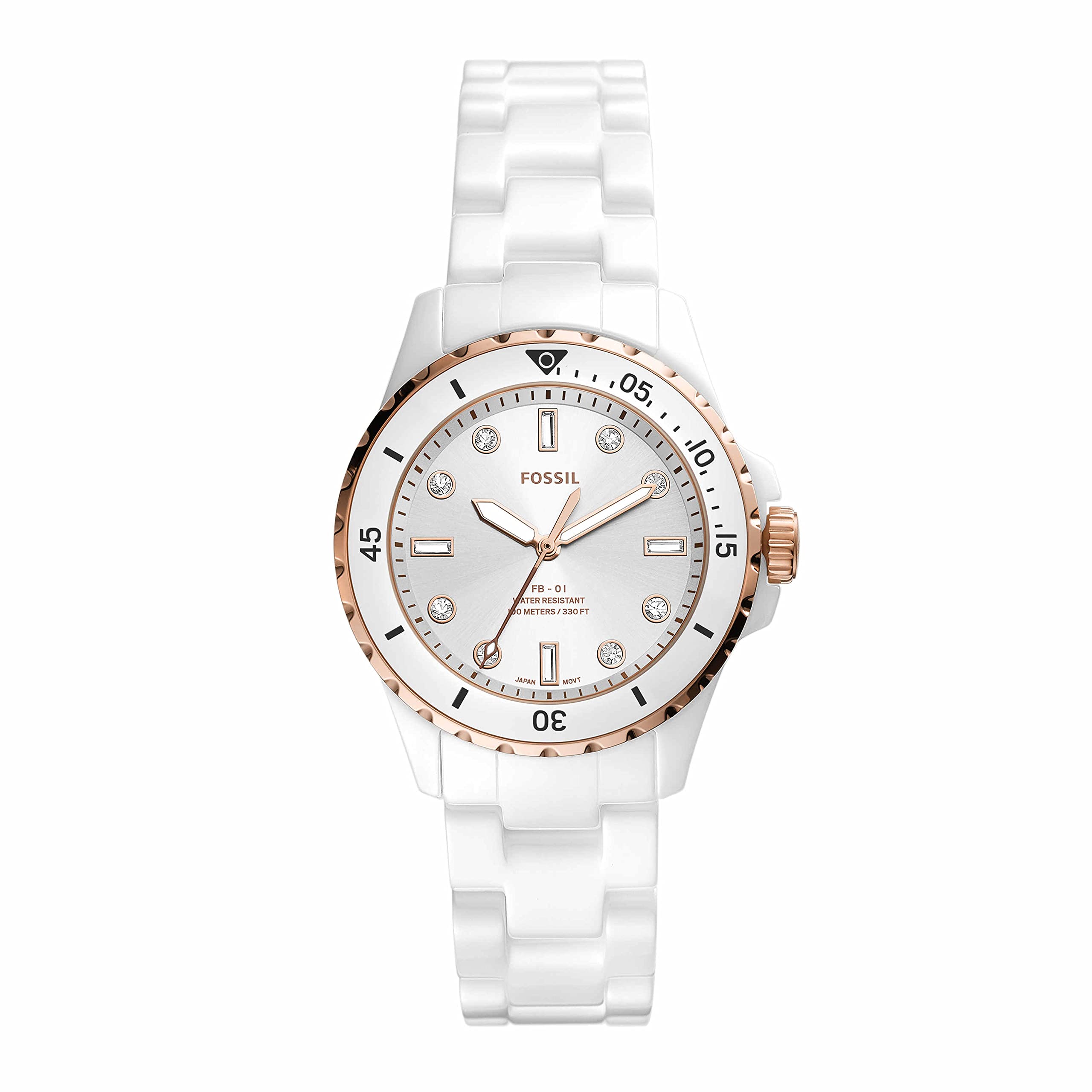 Fossil Women Ceramic Fb-01 Analog White Dial Watch-Ce1107, Band Color-White (B08XBY9Y9X) Amazon Price History, Amazon Price Tracker