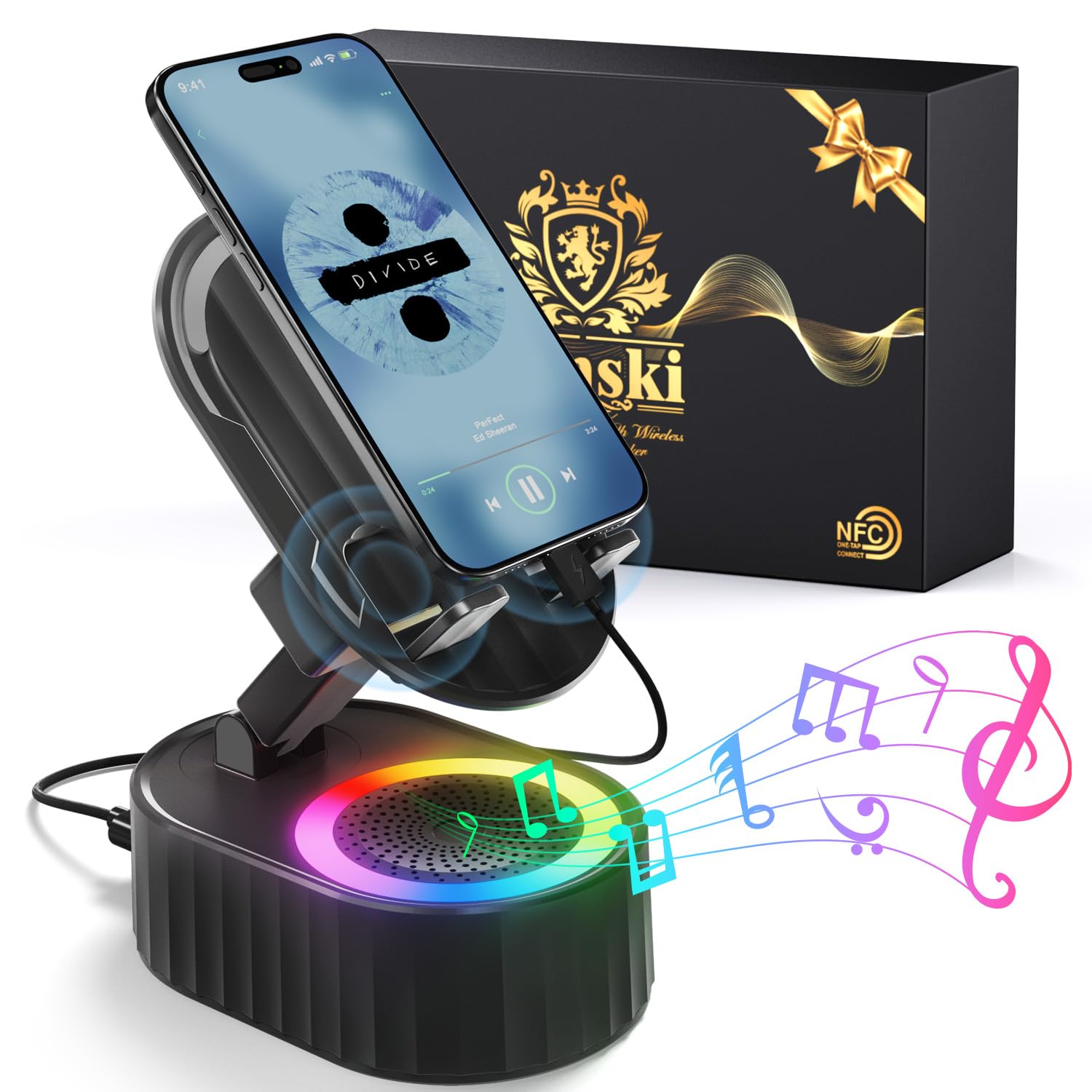 Lenski Vatertagsgeschenk für Papa, Geschenke für Männer, Papa Geschenk Vatertag, Geburtstagsgeschenk Gadgets für Männer, Geschenke zum Vatertag Männergeschenke, Bluetooth Lautsprecher mit Handyständer