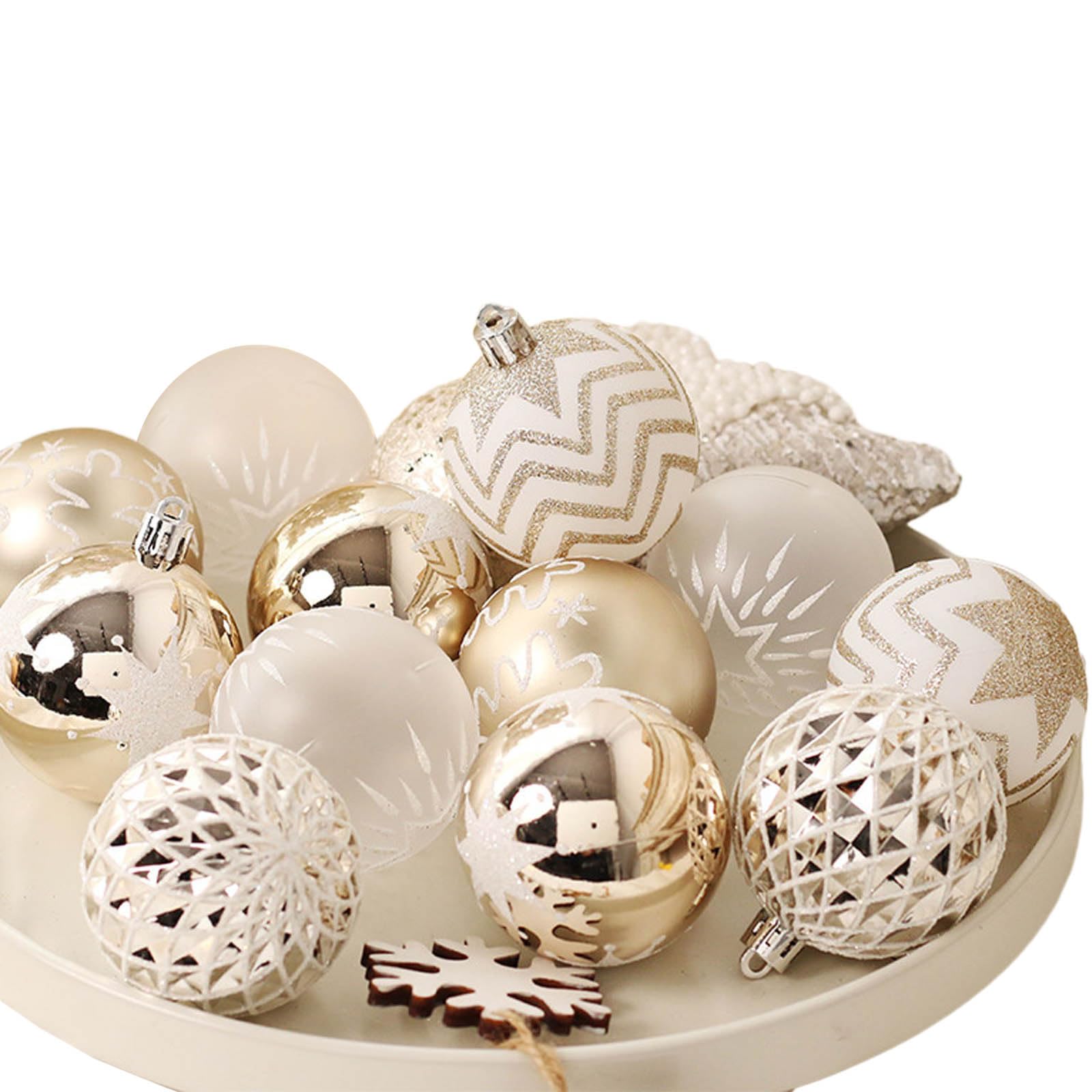 Cvzqte Champagne Gold, White Pack Of 16 Exquisite Champagne Gold And White Christmas Bauble Ornaments Create Festive Atmospheres At Home Traditional Gold Christmas