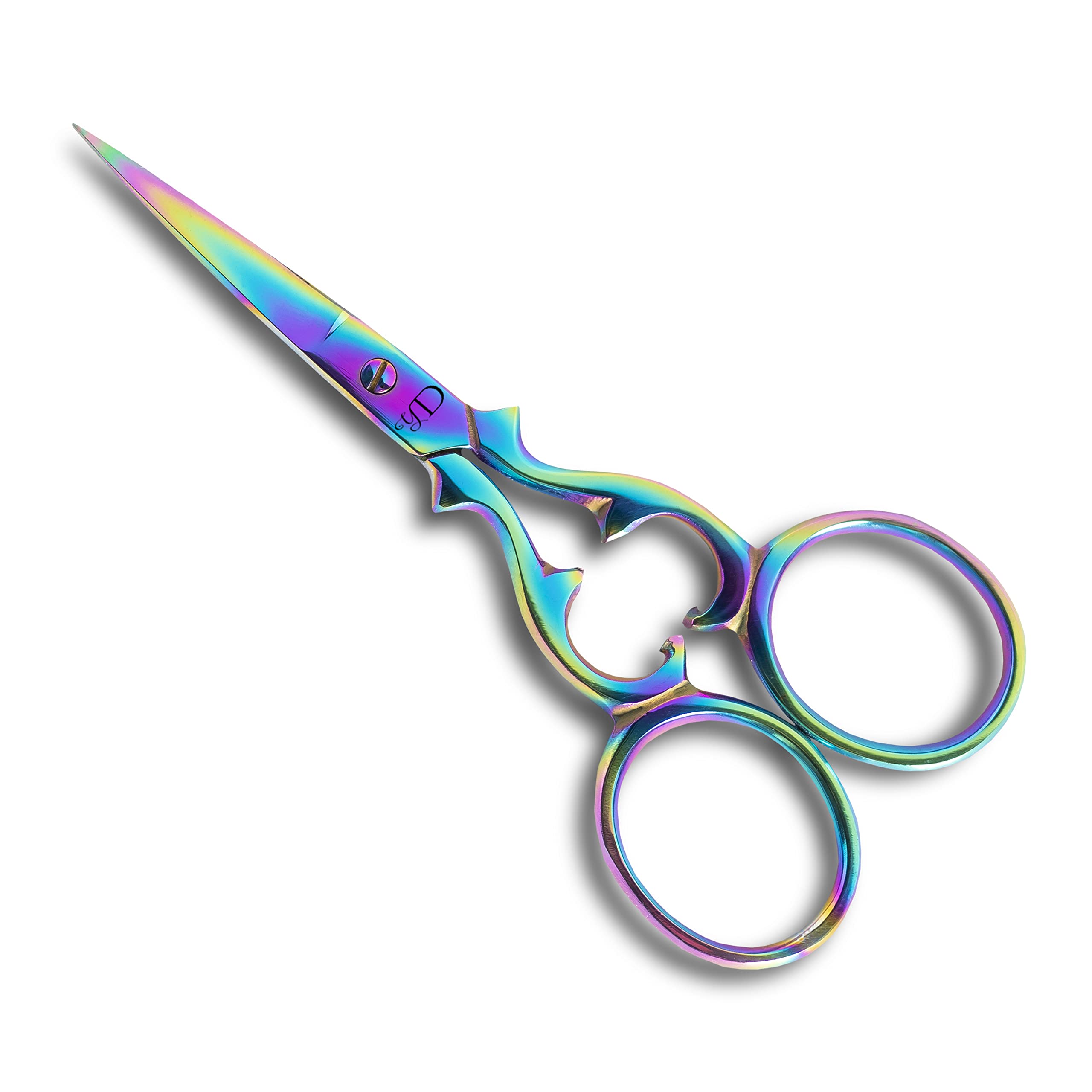 Yas Designer Rainbow Straight Yas Embroidery Scissors Stainless Sharp Tip Classic 3.75” Small Scissors For Sewing Crafting - Hair, Moustache & Cuticle (Rainbow Straight)