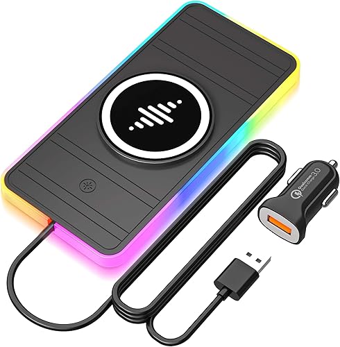 Miniatura 8 de LANSEMKU RGB 15W - Almohadilla de carga inalámbrica magnética para coche, para iPhone 16, 15, 14, 13, 12, 11 Pro Max, para Samsung Galaxy