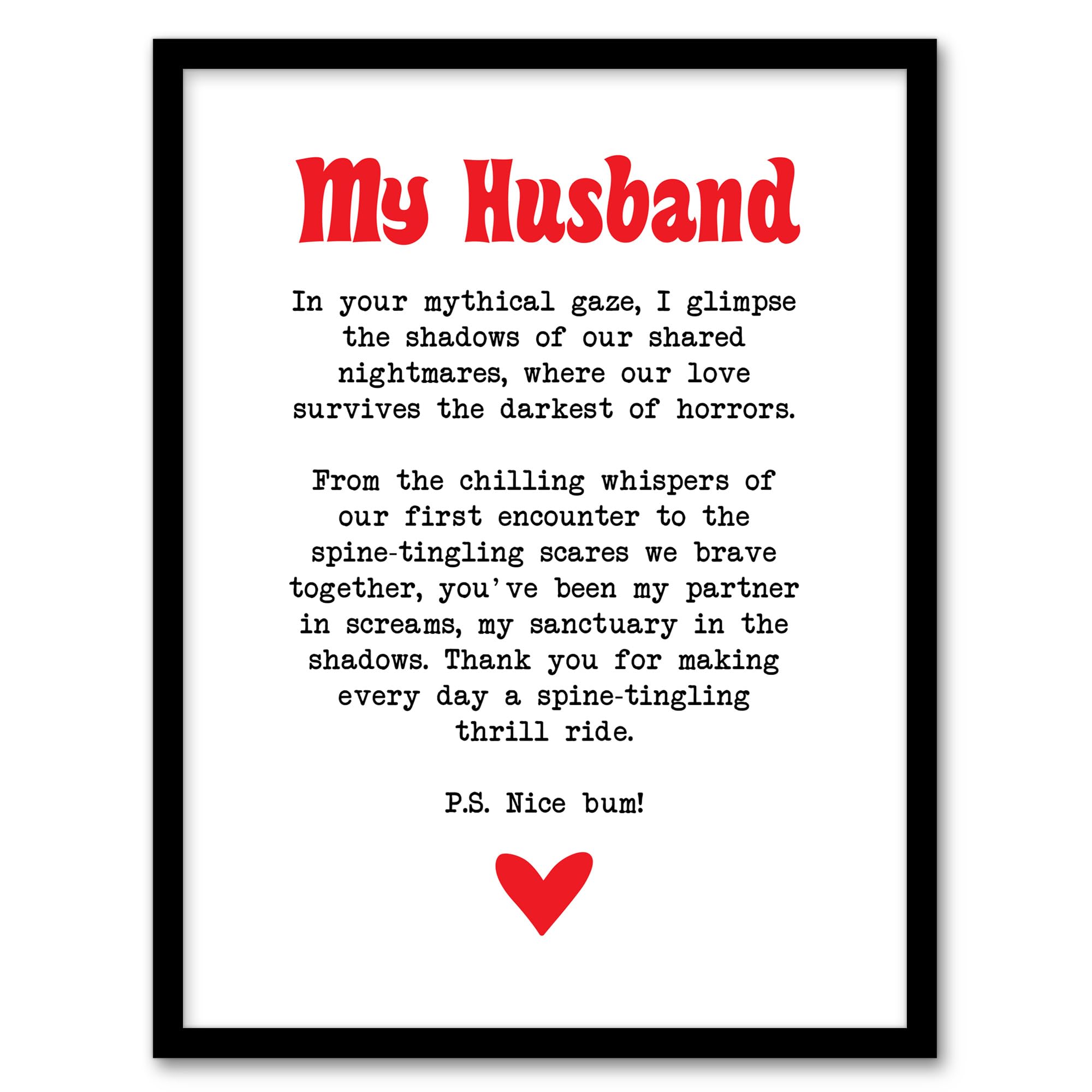 Artery8 Love Poem Horror Fan Husband Romantic Poetry Fun Wall Art PrintA4 Size from B&Q