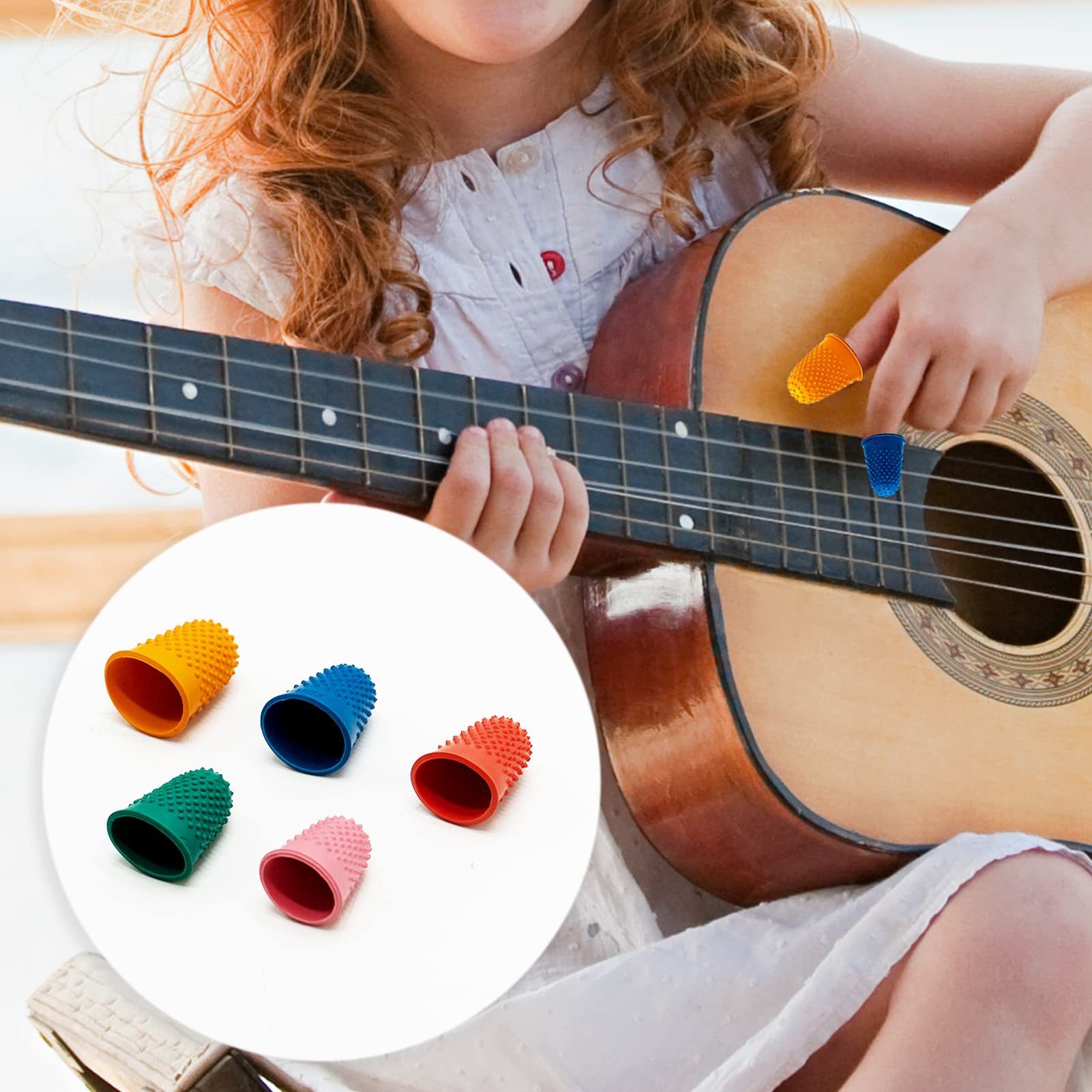 Ditali in Gomma Protezione Dito 10 Pezzi 5 Dimensioni Riutilizzabili Spessi per Colla Stick