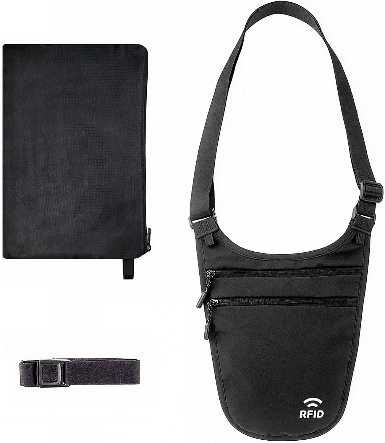 Travel Money Belt Under Clothes,RFID Passport Wallet, Hidden Money Belt for Travel Women Men, Secure Wallet to Protect Cash, Credit Cards